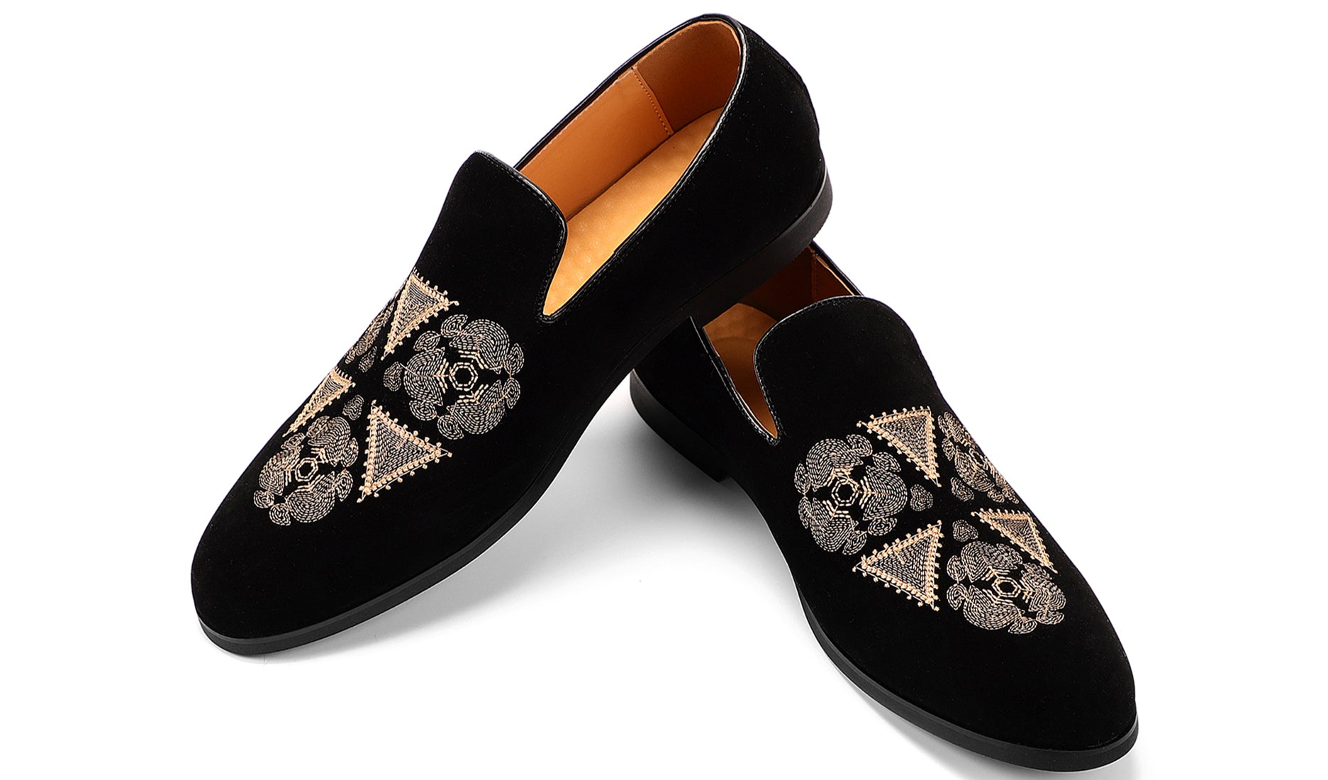 Men's Velvet Embroidery Smoking Loafers