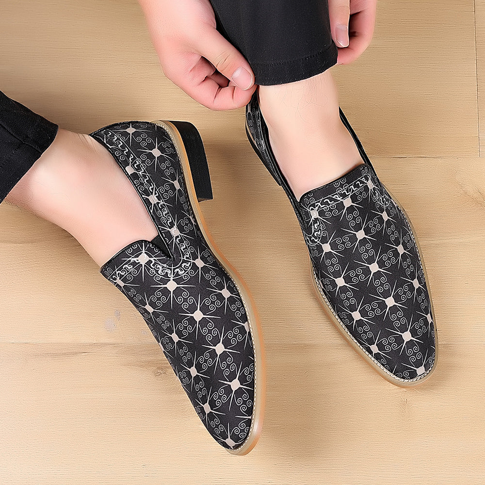 Men's Printed Smoking Loafers PU Leather