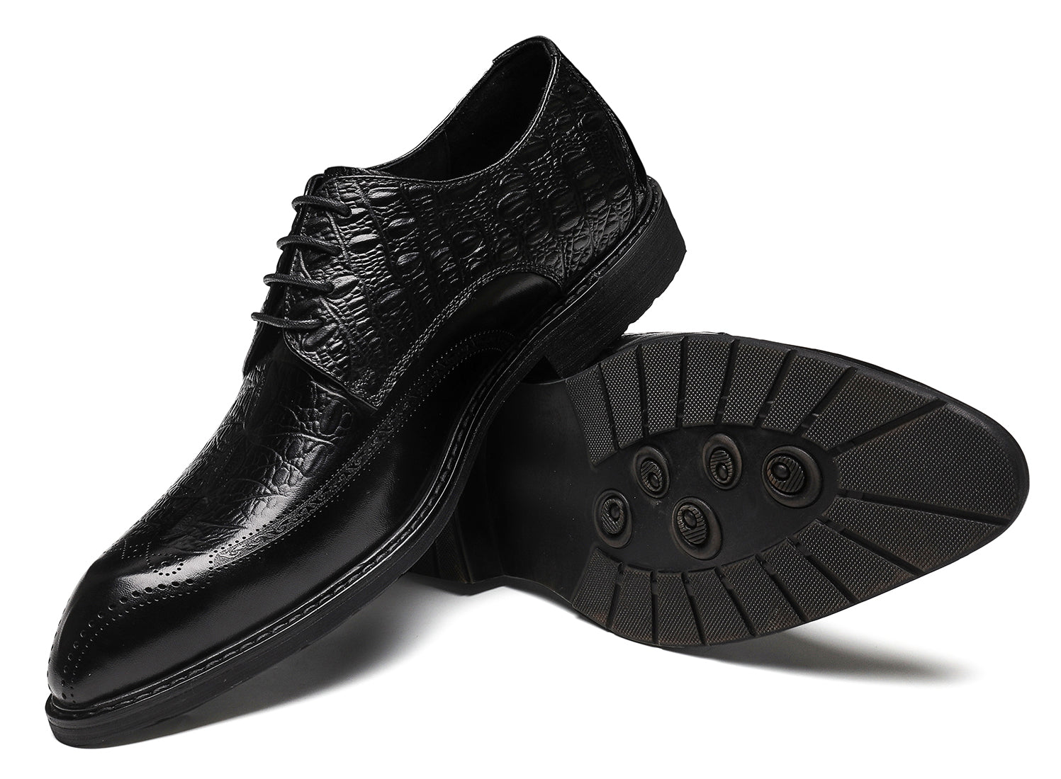 Derby Brogue de cuero genuino para hombre 