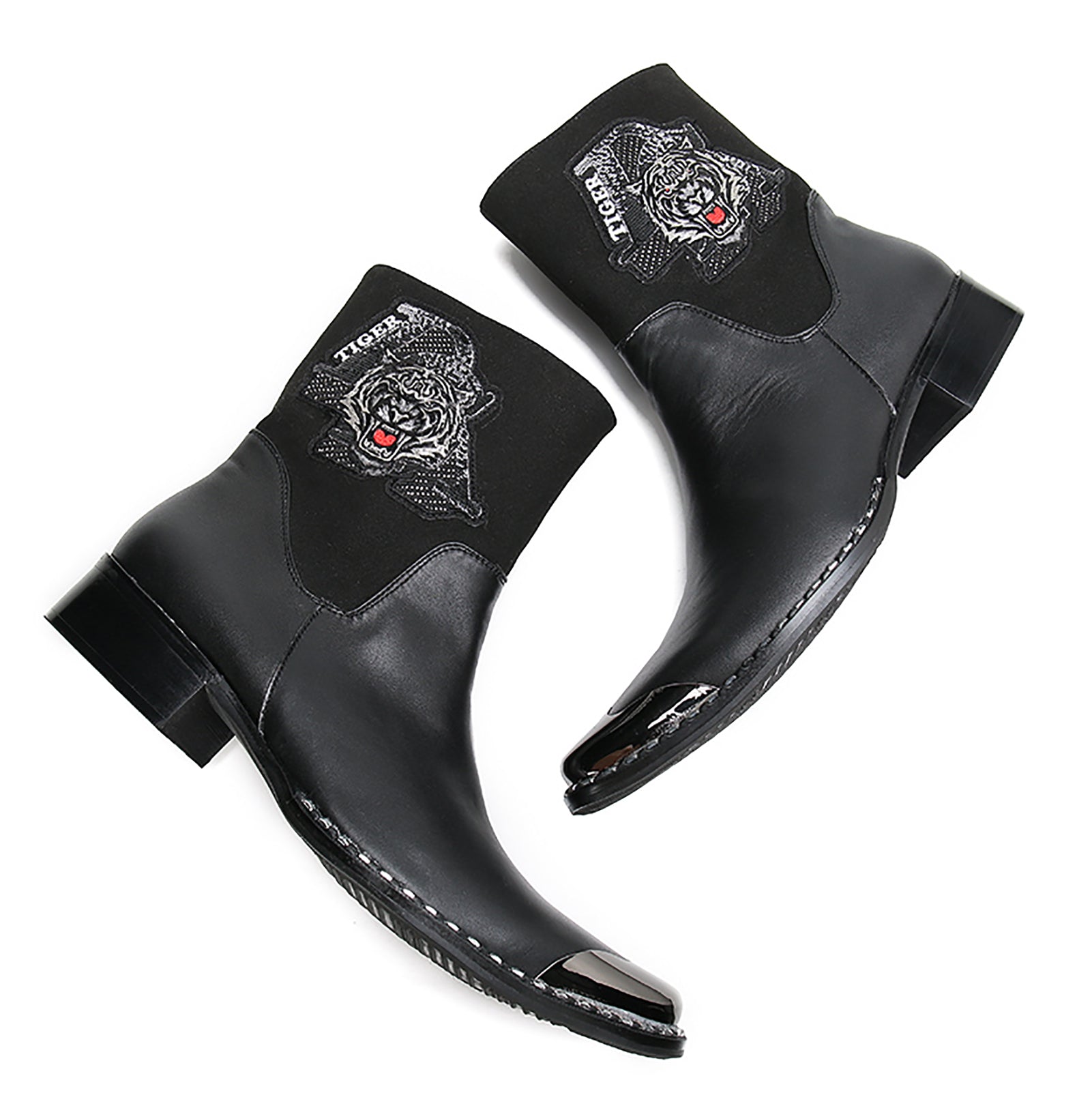 Men's High-Top Western Boots Metal Tip