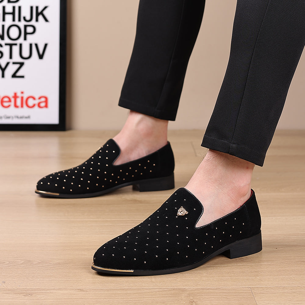 Men's Suede Beaded Tiger Smoking Loafers