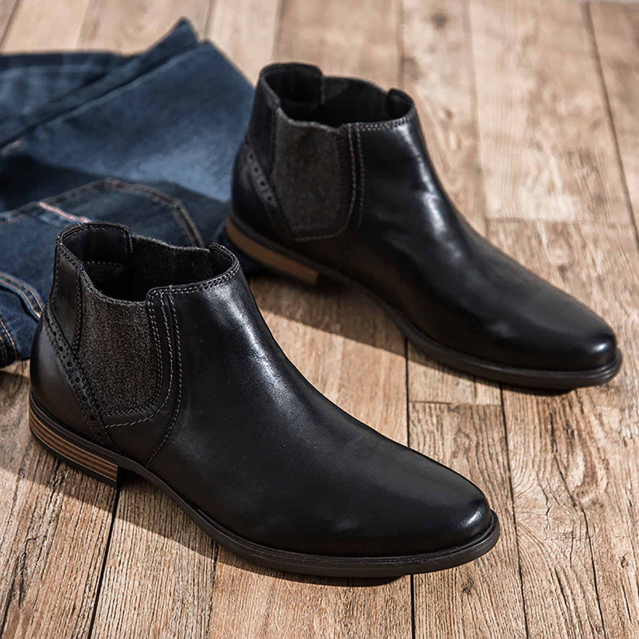 Men's Chelsea Boots Leather Black Brown Tan