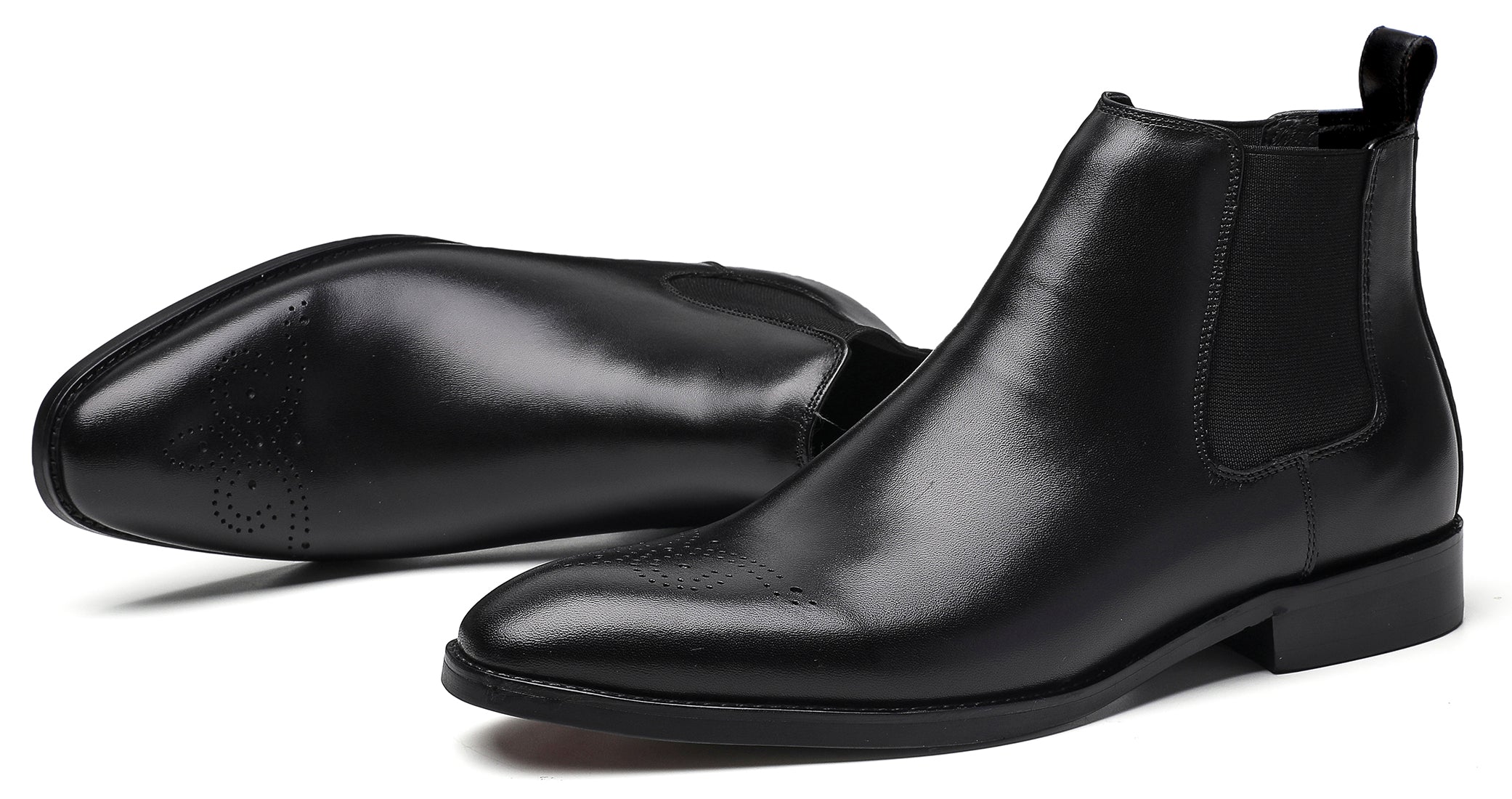 Botas Chelsea formales de vestir de cuero para hombre