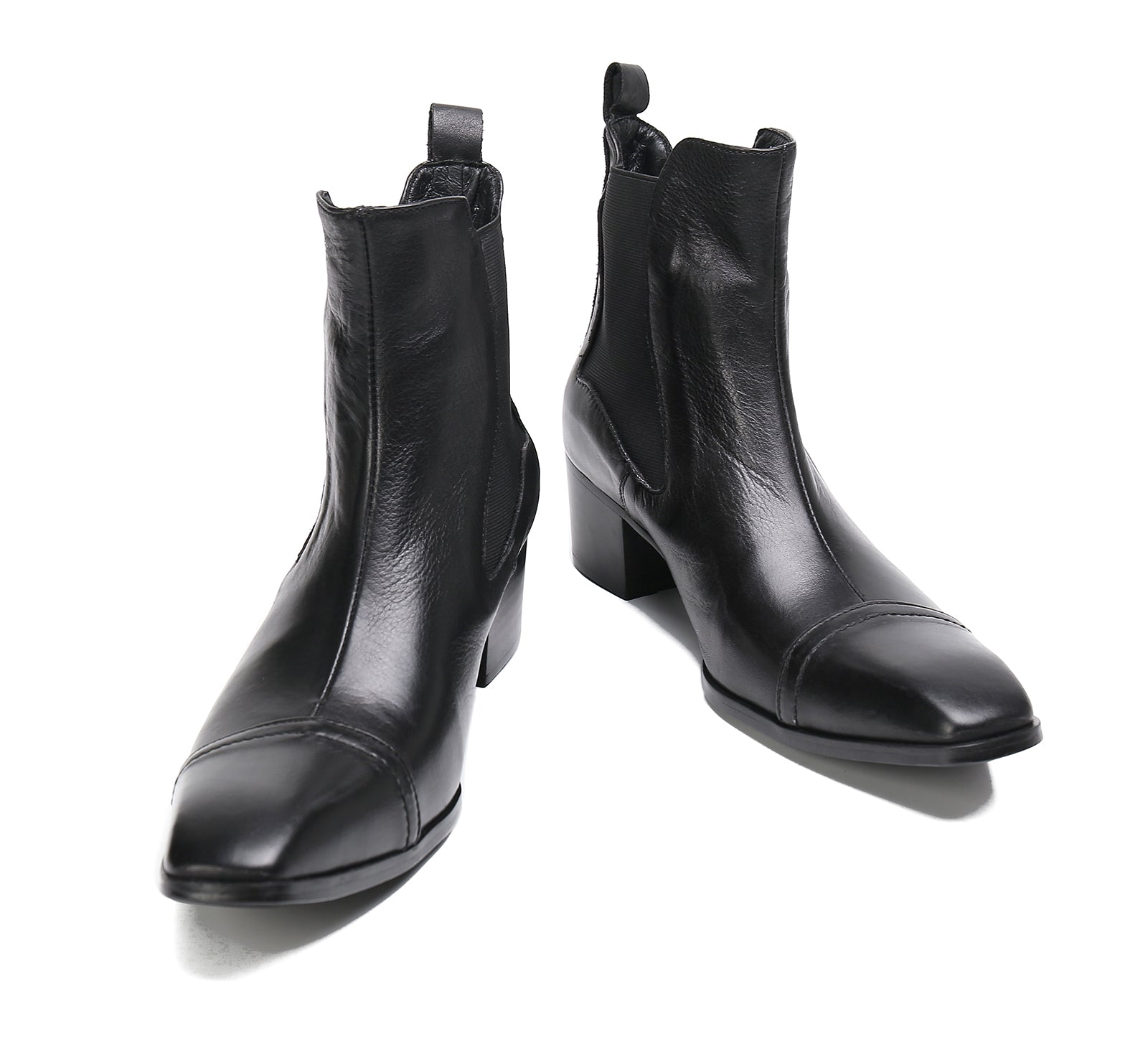 Botas Chelsea de cuero con punta lisa para hombre