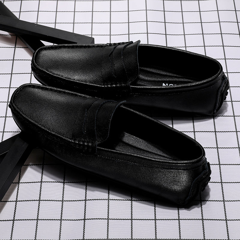 Mocasines de conducción lisos de cuero genuino para hombre