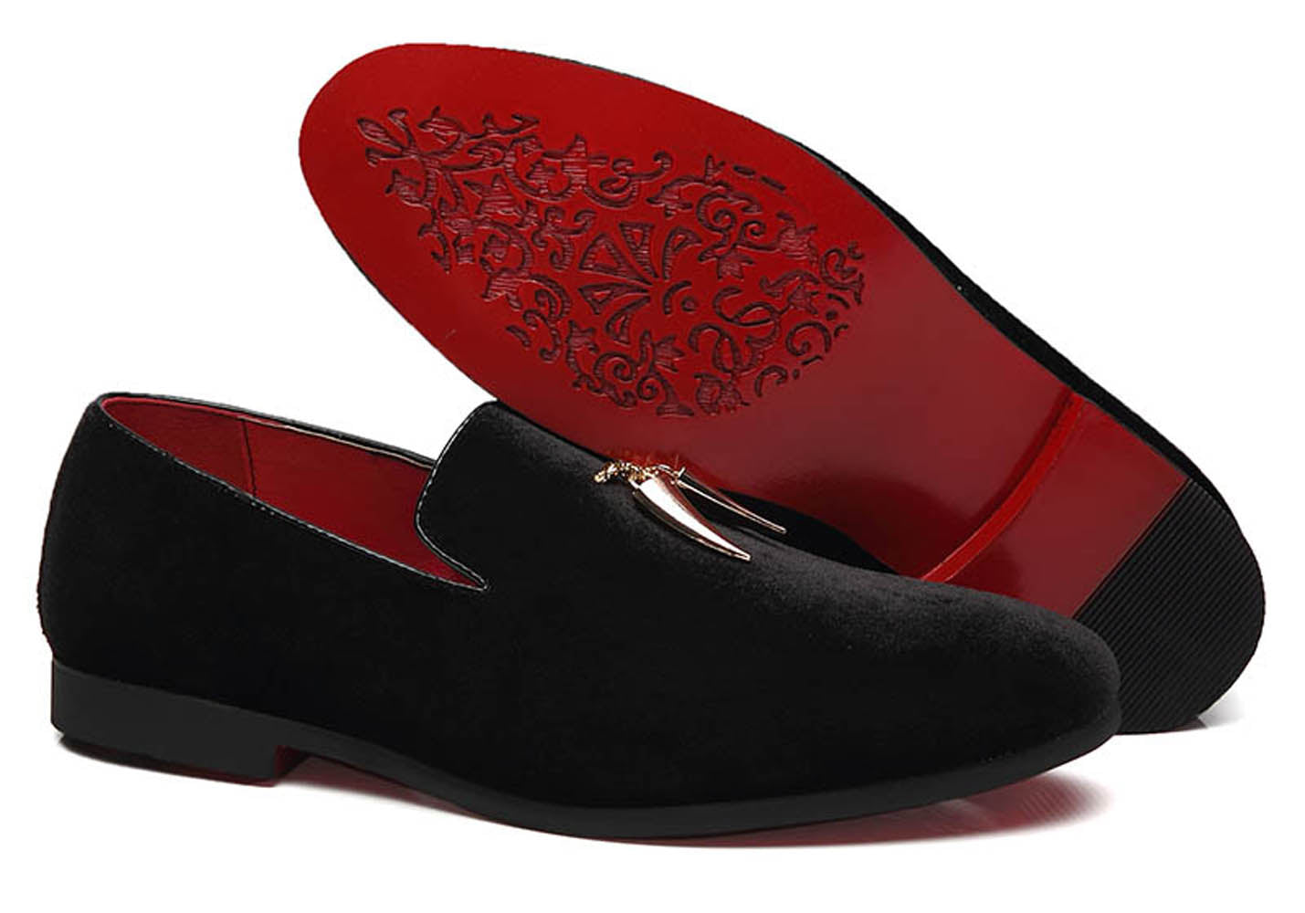 Men's Velvet Smoking Loafers Black Blue Red