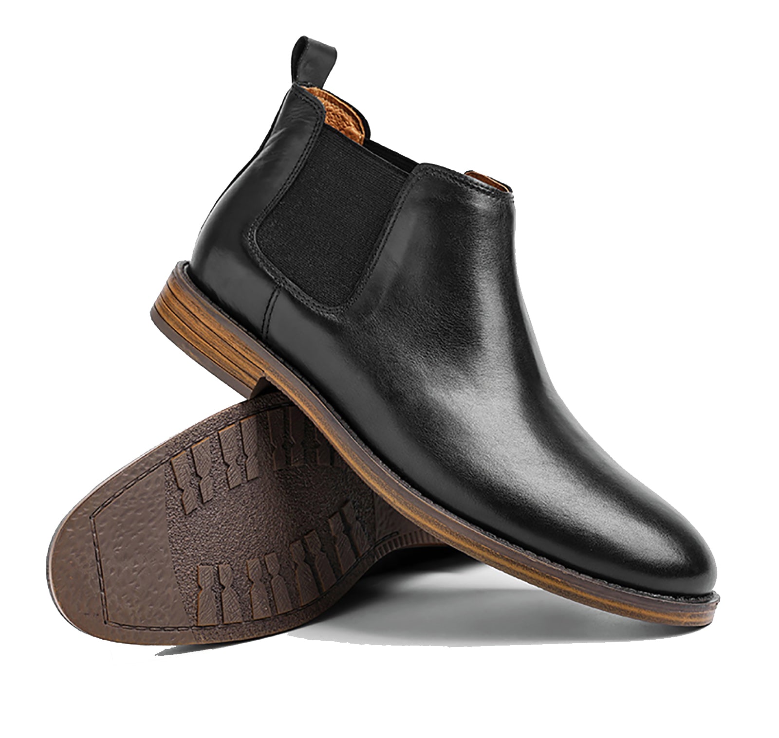 Botas Chelsea para hombre de piel con punta redonda 