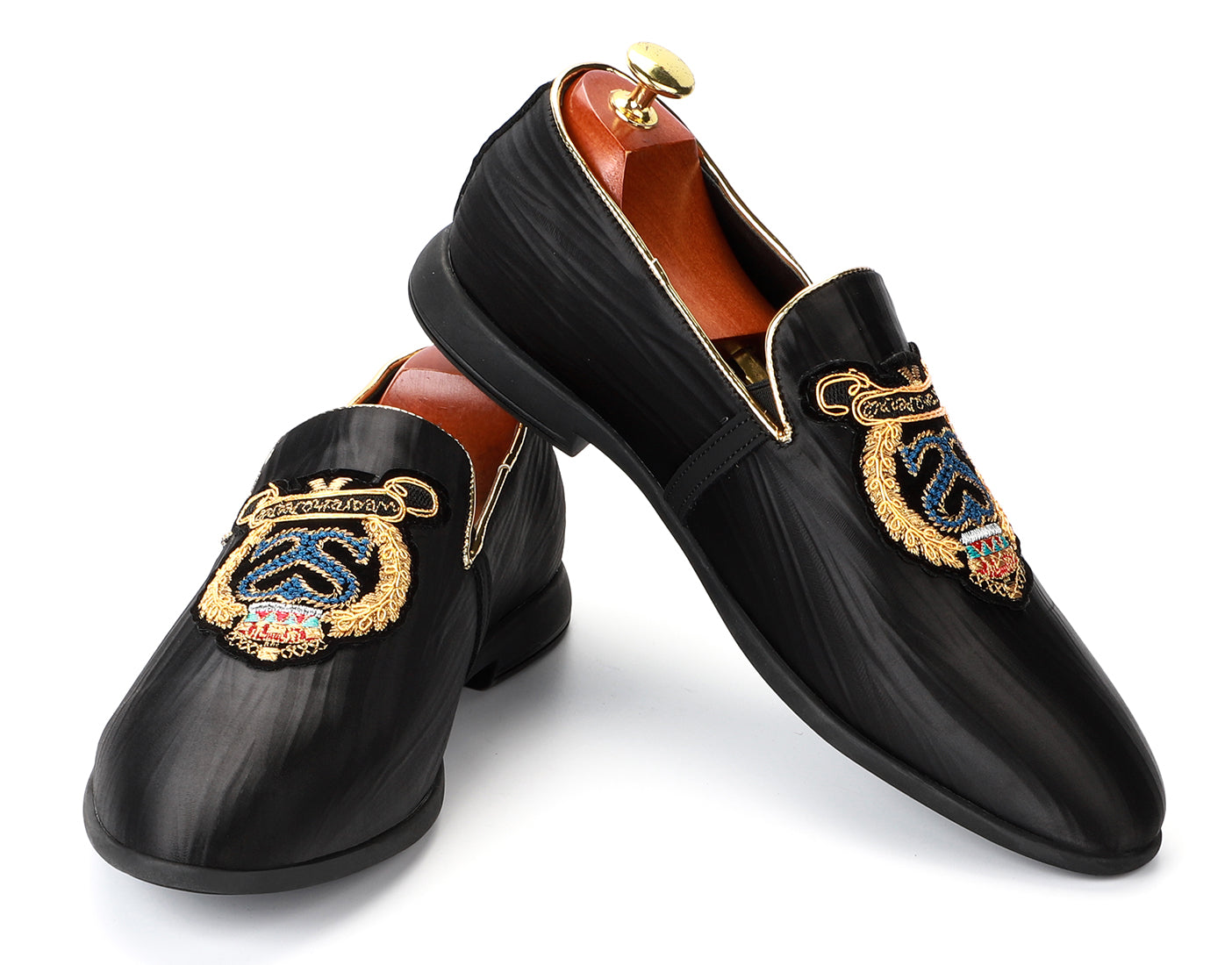 Men's Cloth Embroidery Smoking Loafers