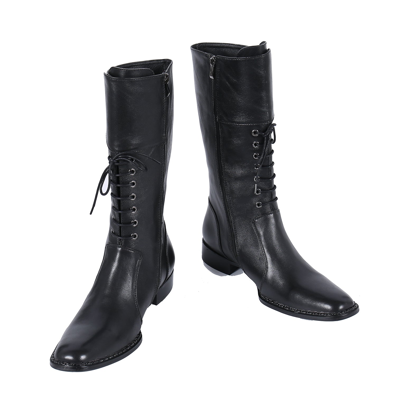 Men's Lace-Up High Top Knee High Leather Western Boots