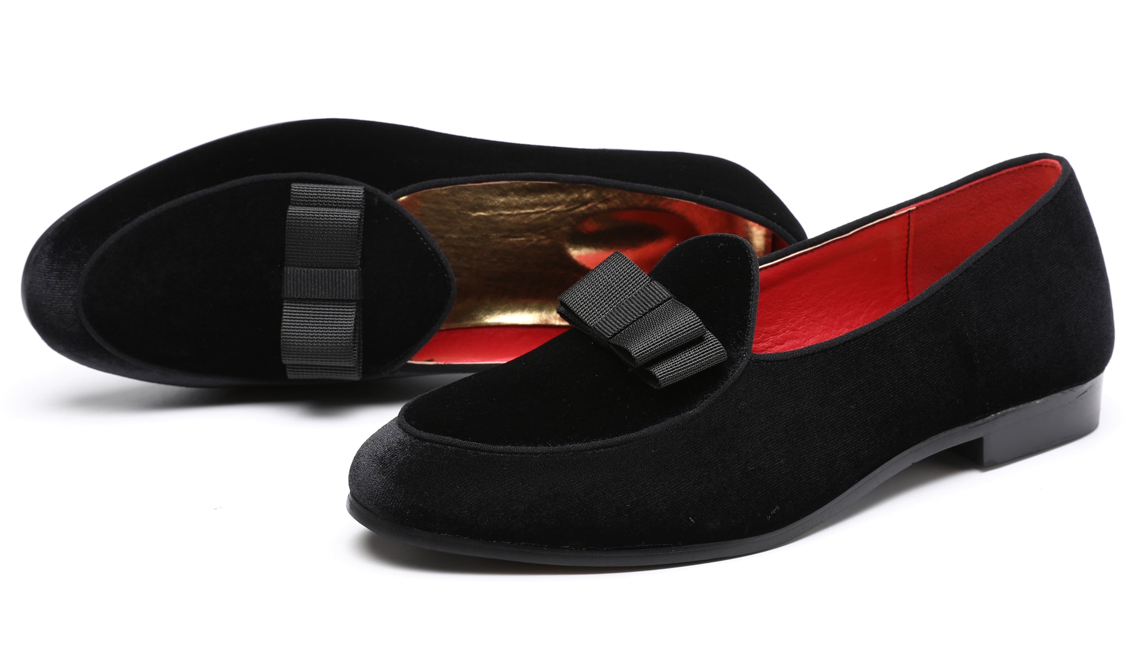 Men's Velvet Bow Shallow Loafers