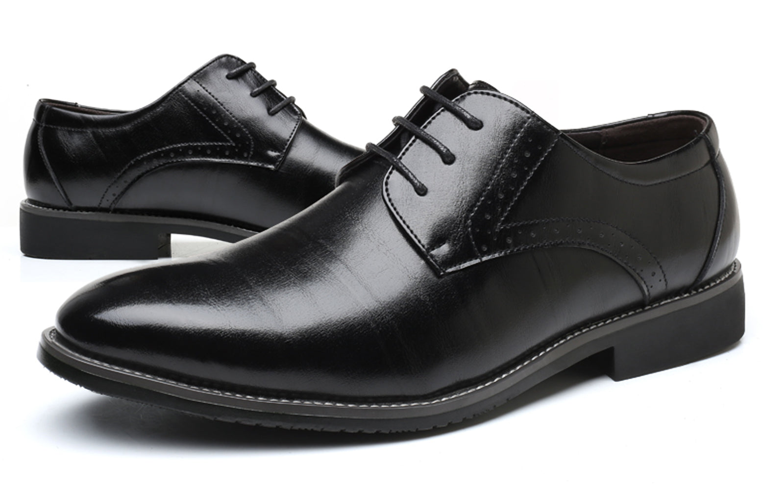 Zapatos Derby lisos Brogue para hombre