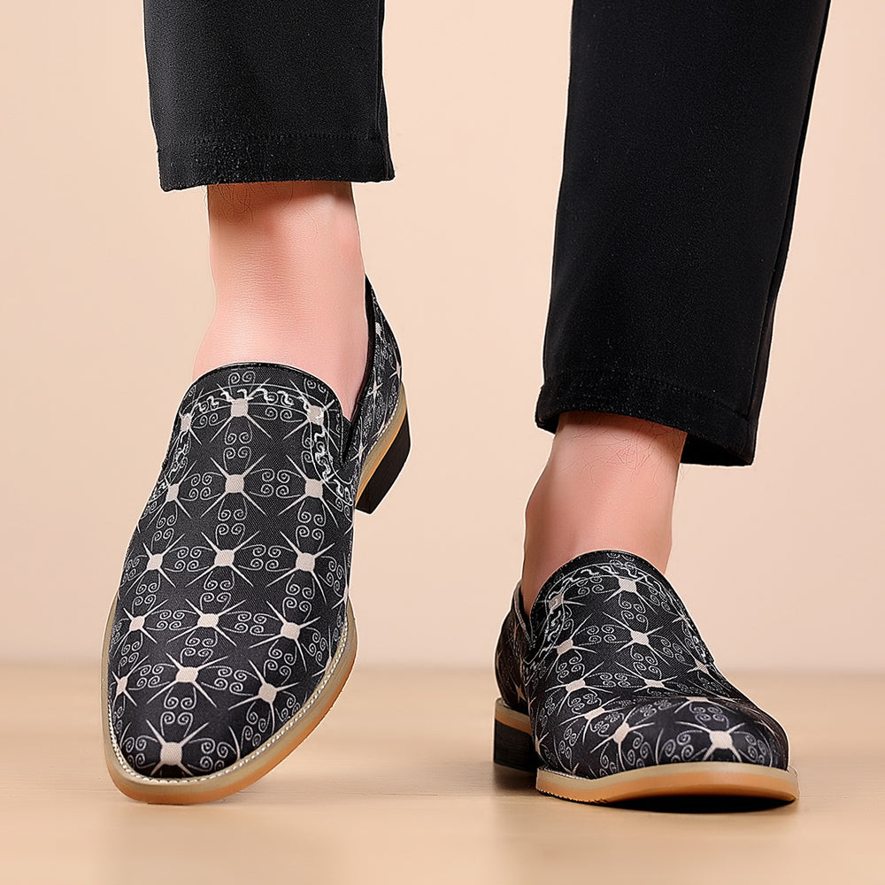 Men's Printed Smoking Loafers PU Leather