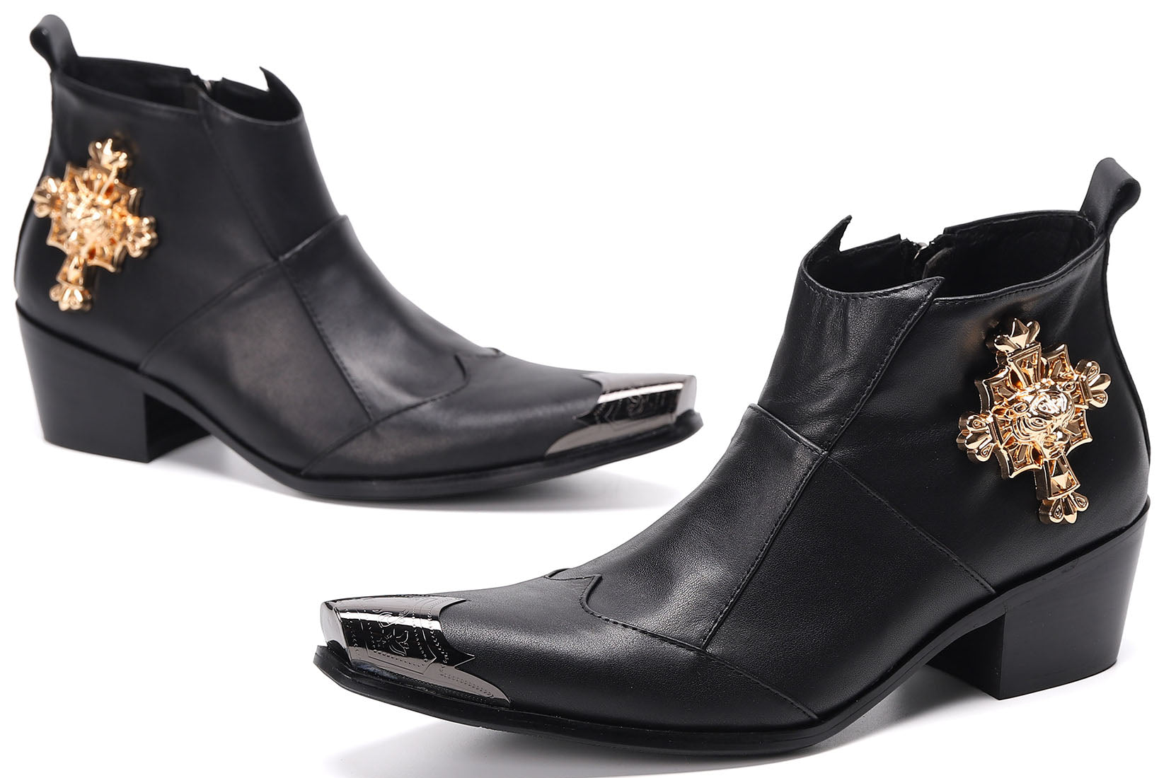 Botas occidentales de moda con punta de metal para hombre 