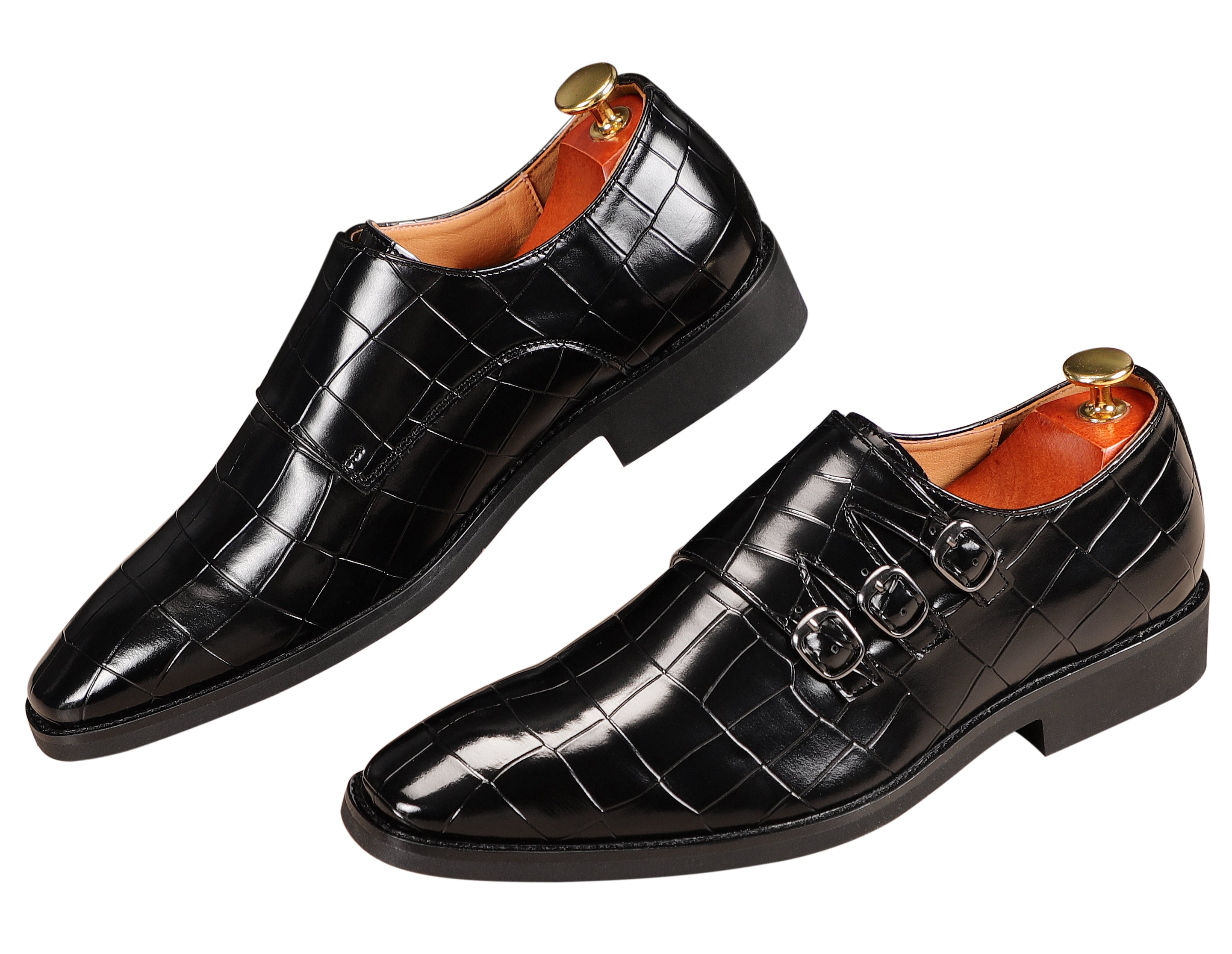 Men's Monk Strap Loafers Tripple Buckles