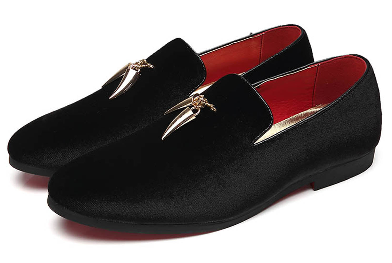 Men's Velvet Smoking Loafers Black Blue Red