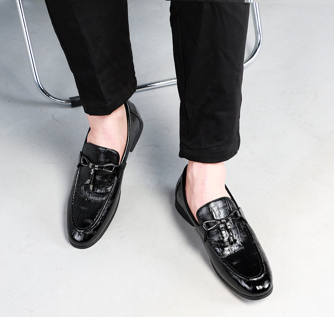 Men's Bow Tassel Smoking Loafers