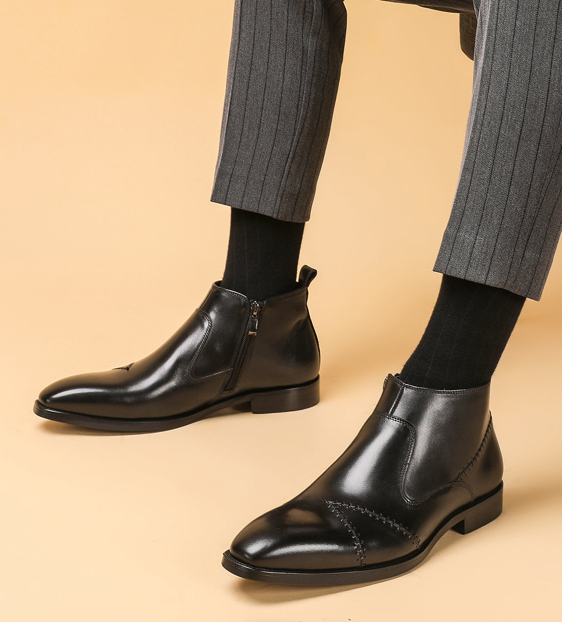 Botas Chelsea formales con cremallera para hombre