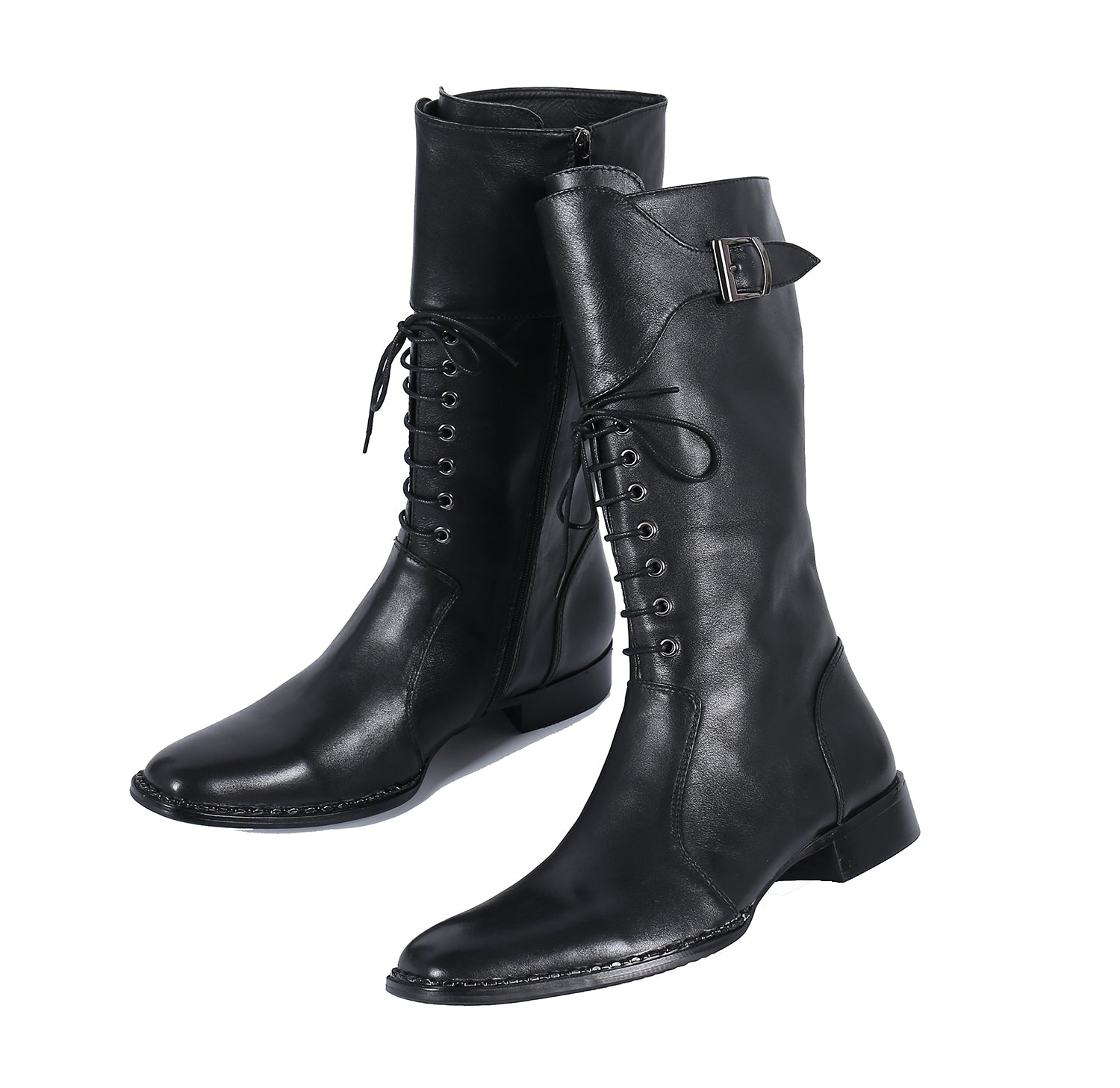 Men's Lace-Up High Top Knee High Leather Western Boots