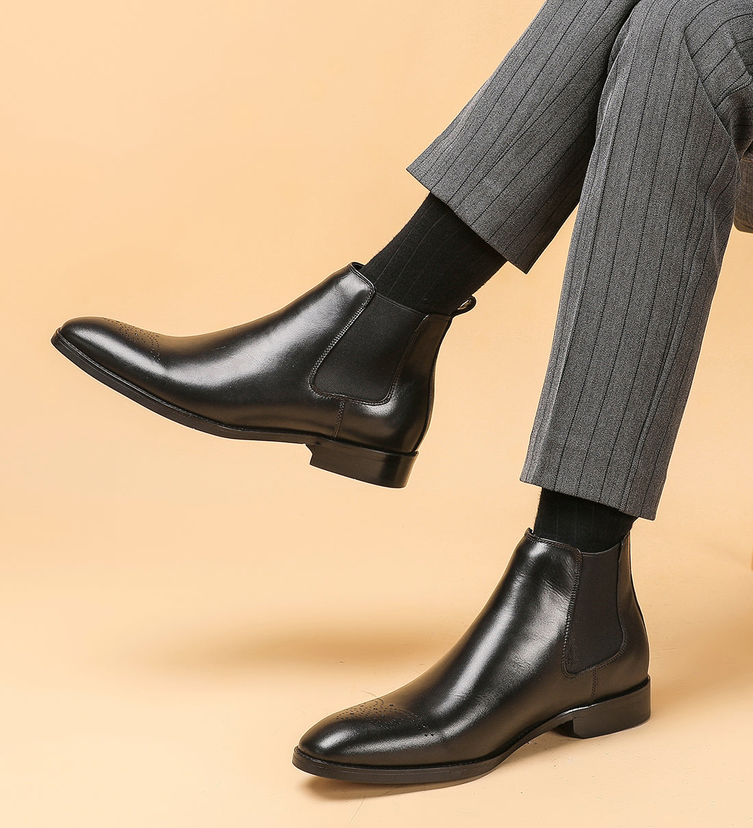 Botas Chelsea formales de vestir de cuero para hombre