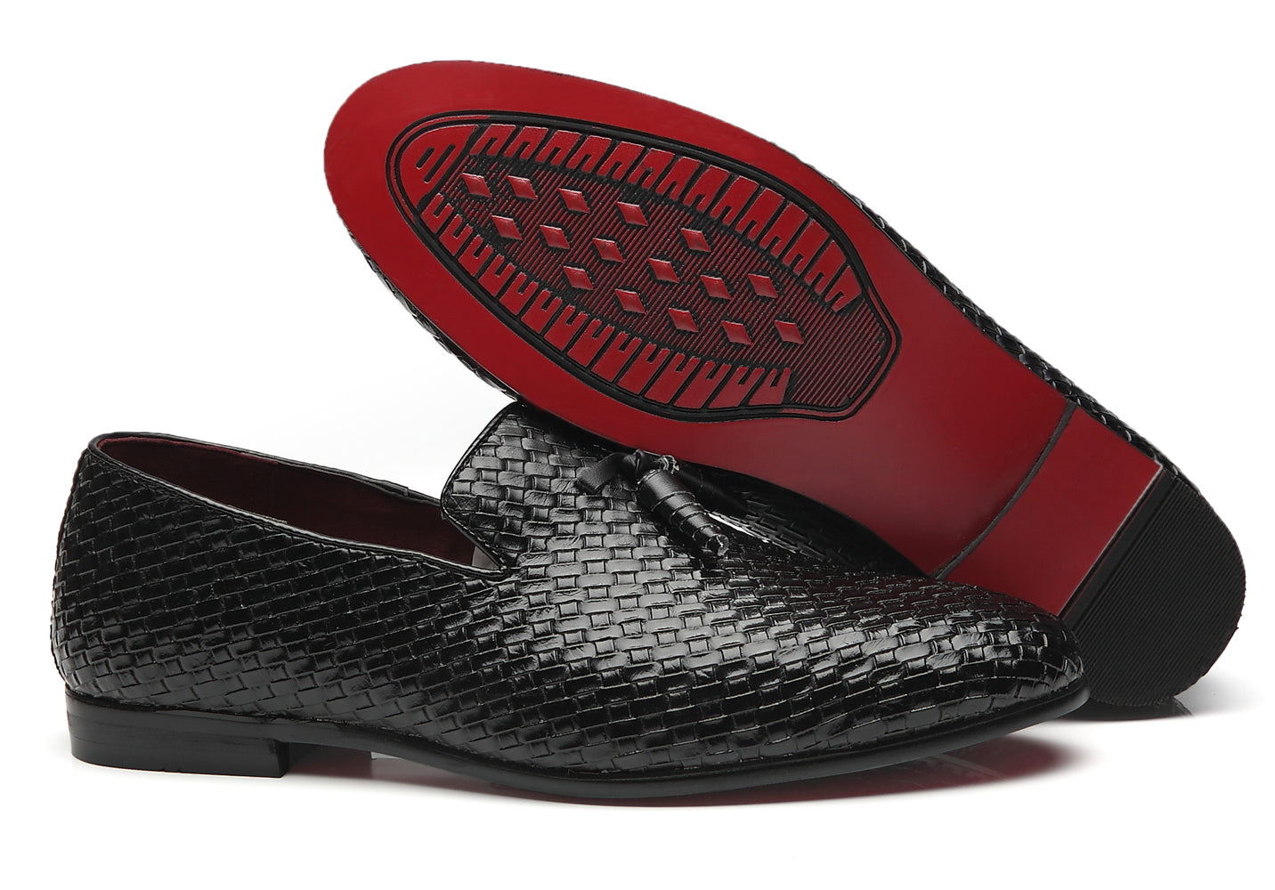 Mocasines con borlas tejidas para hombre Negro Azul Gris 