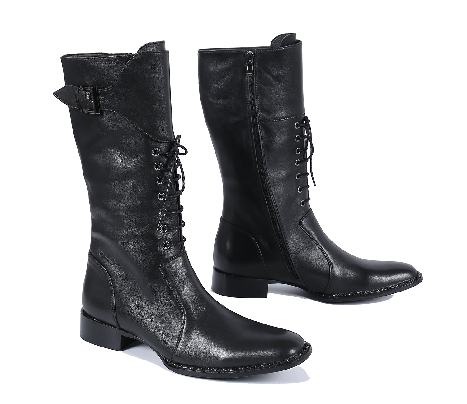 Men's Lace-Up High Top Knee High Leather Western Boots