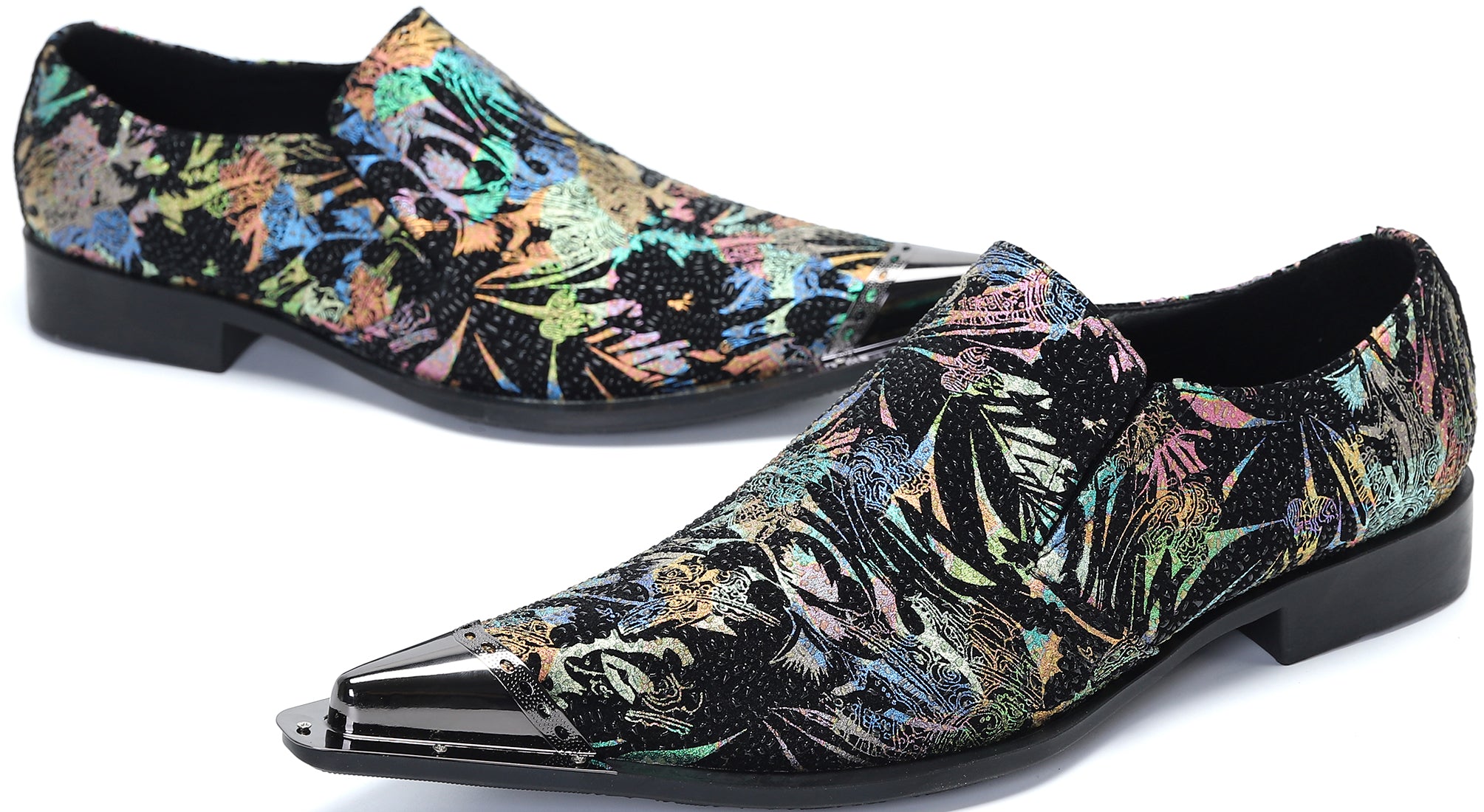 Men's Metal Tip Western Graphic Print Loafers