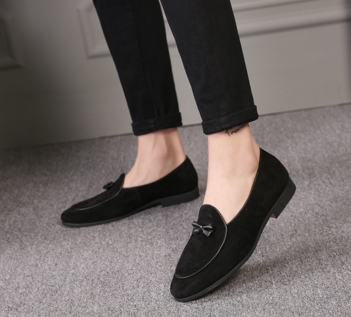 Men's Suede Bow Loafers