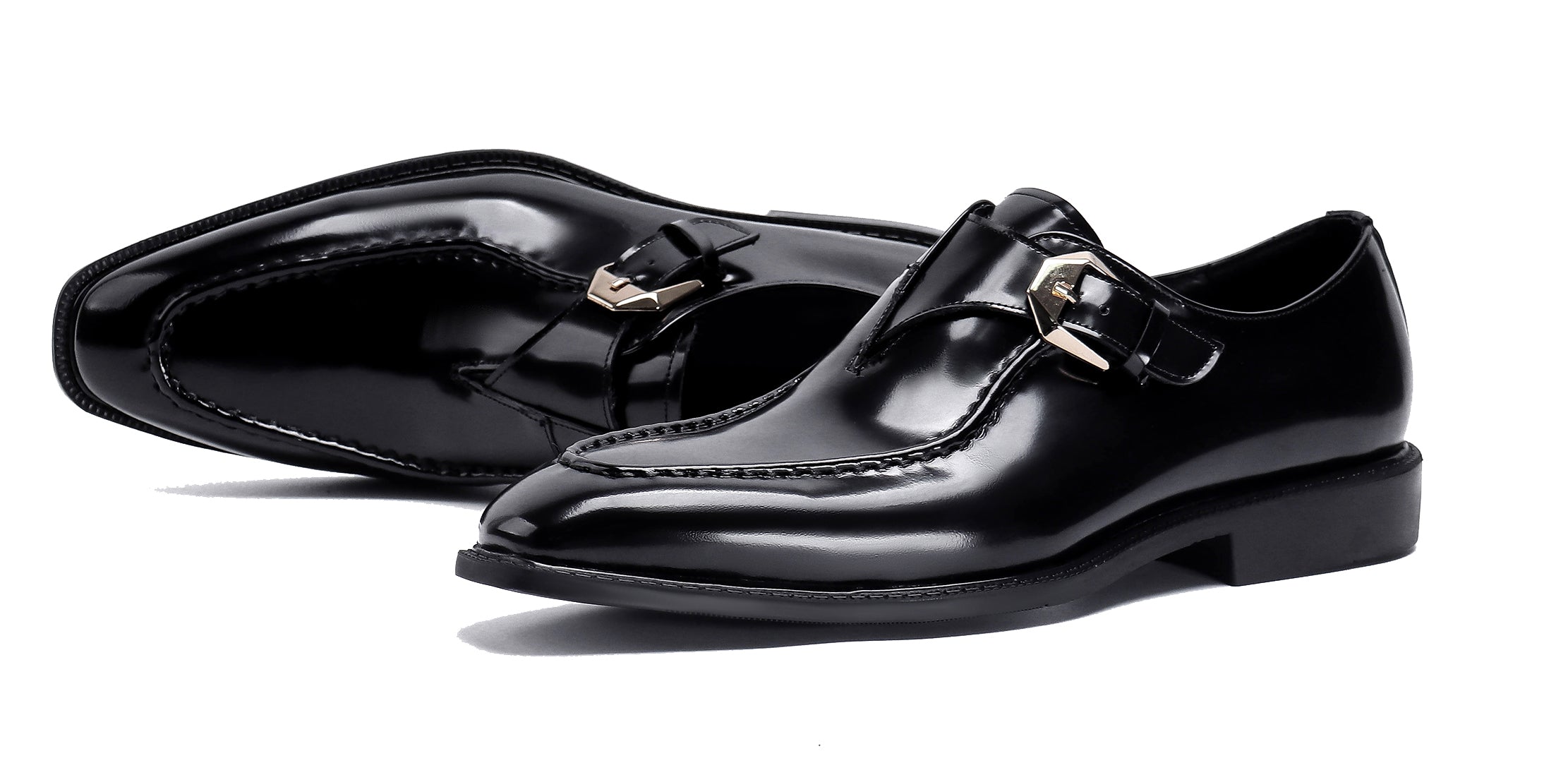 Mocasines de charol para hombre con correa monje