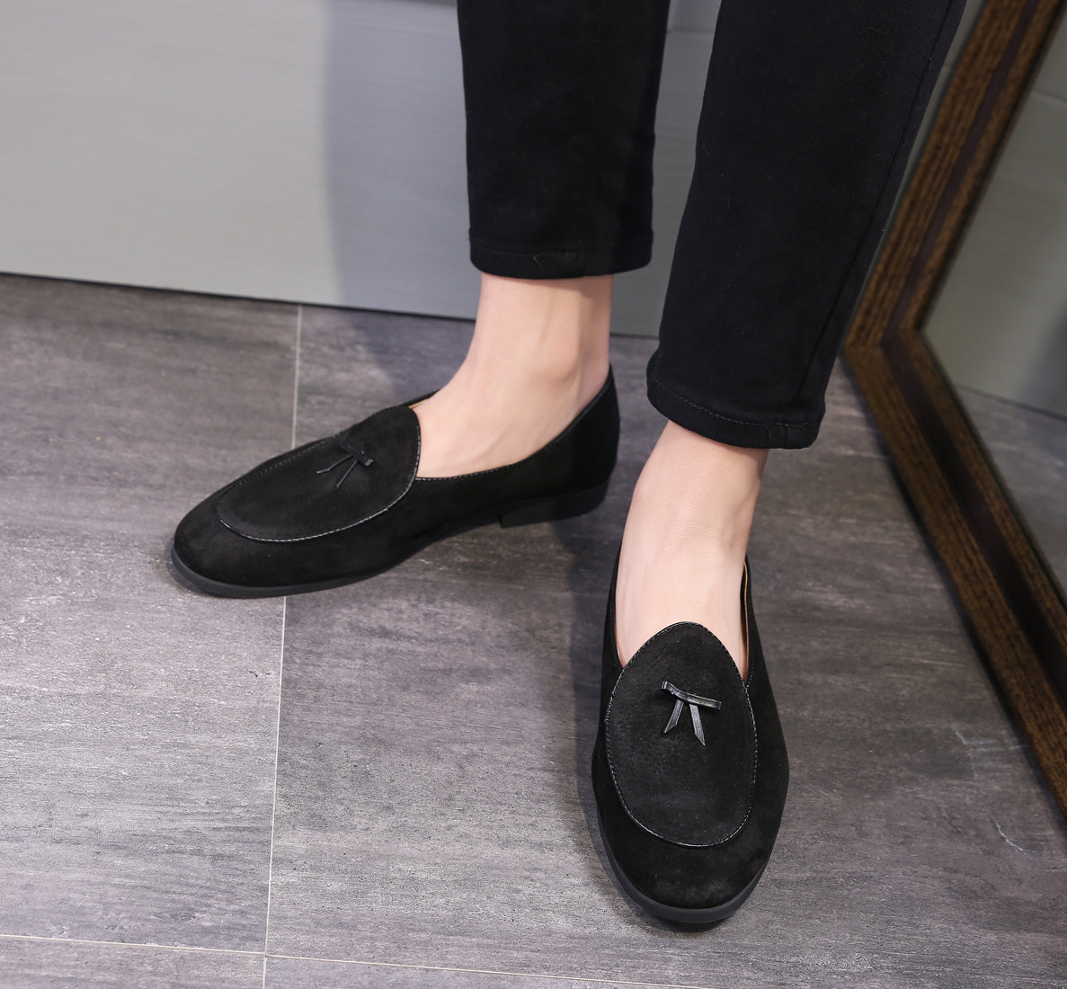 Men's Suede Bow Casual Loafers