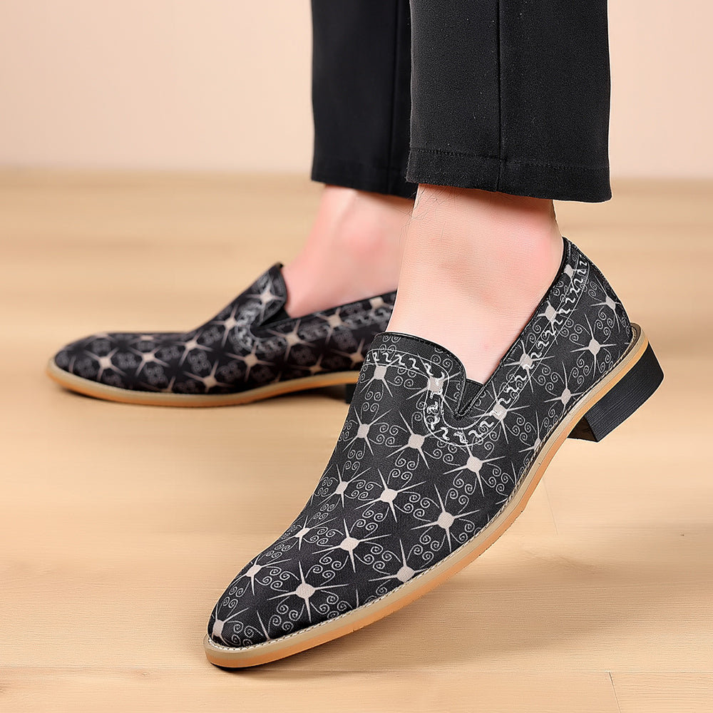 Men's Printed Smoking Loafers PU Leather