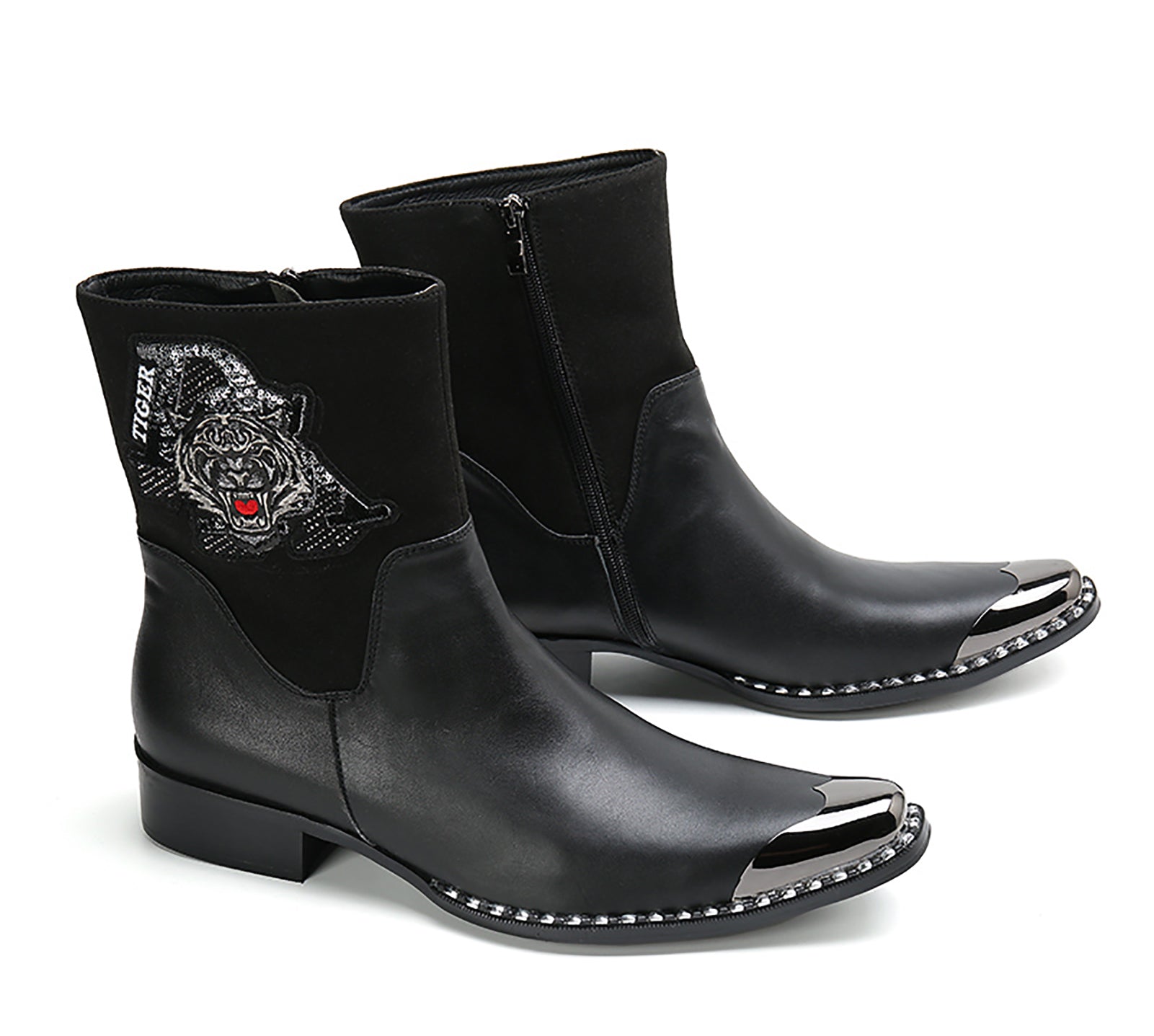 Men's High-Top Western Boots Metal Tip