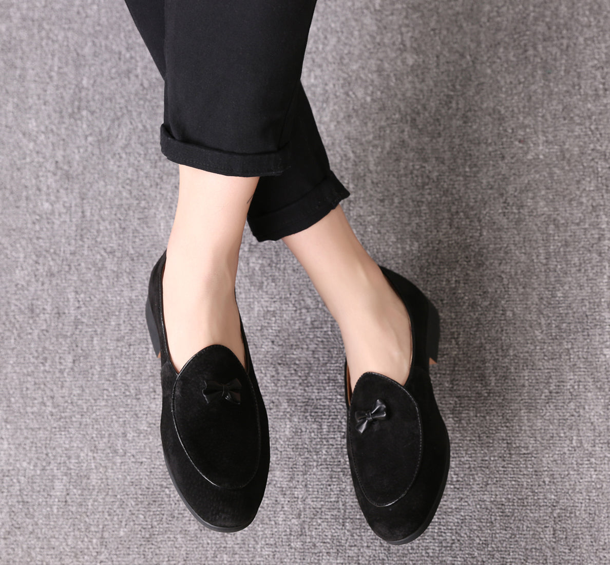 Men's Suede Bow Loafers