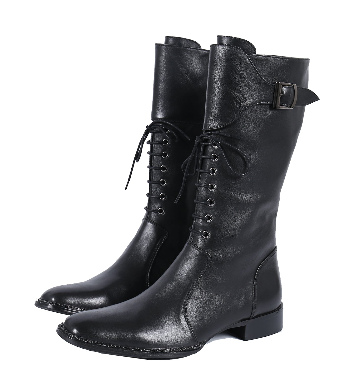 Men's Lace-Up High Top Knee High Leather Western Boots