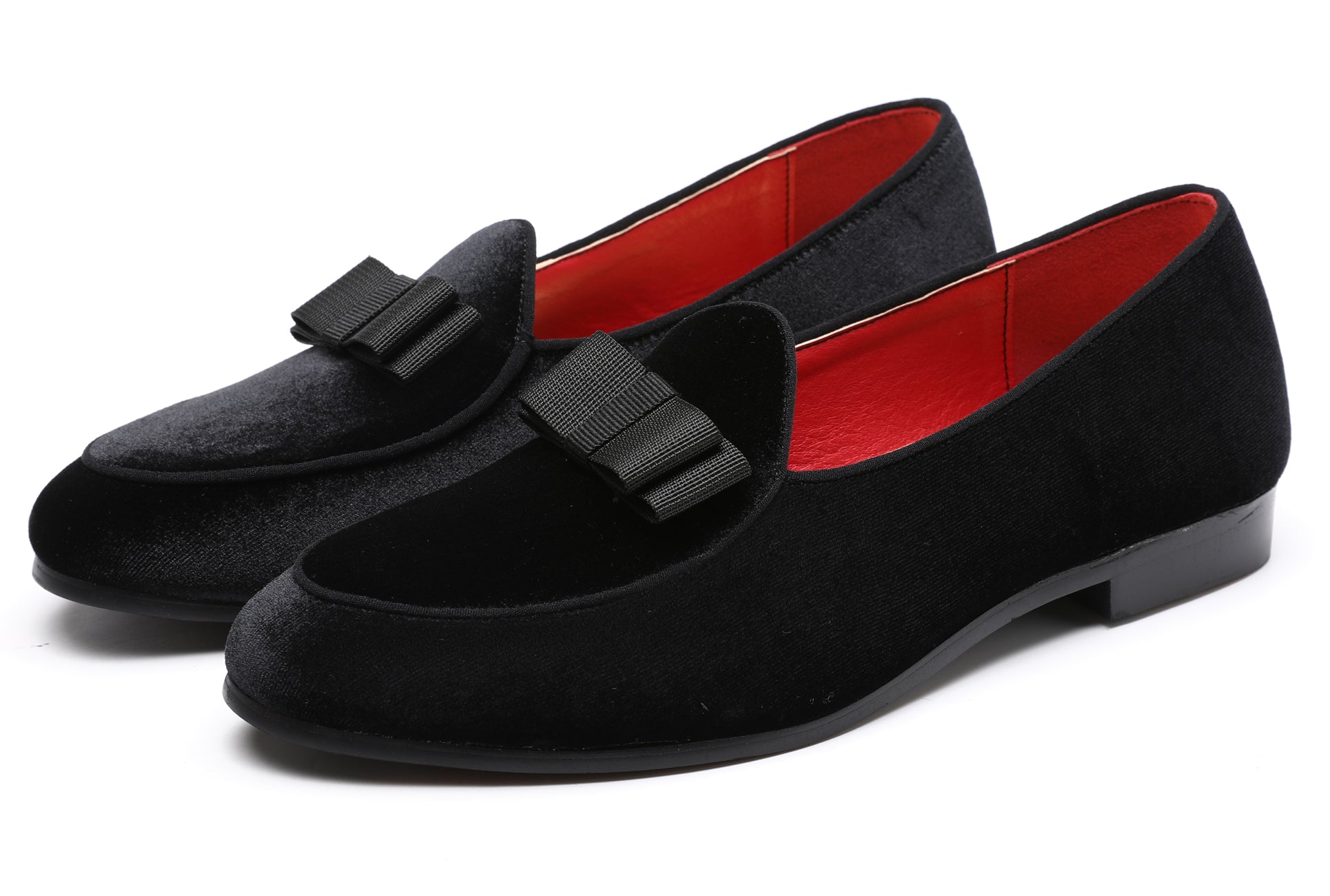 Men's Velvet Bow Shallow Loafers