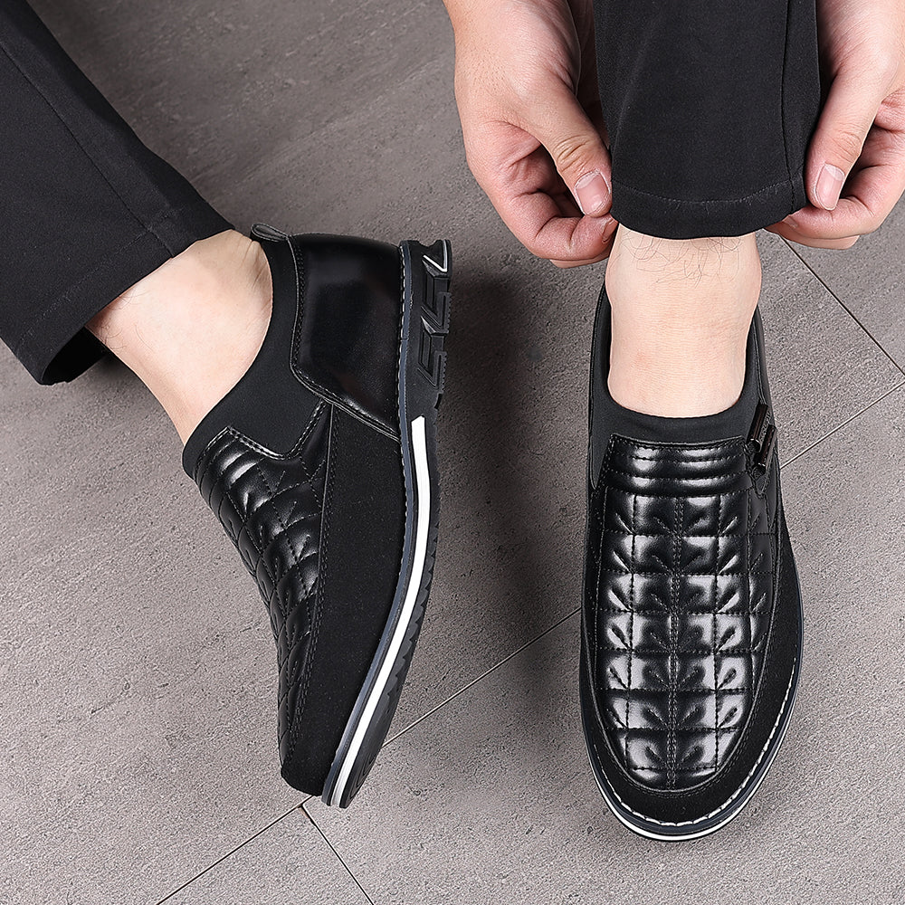 Men's Checkered Stitching Driving Loafers