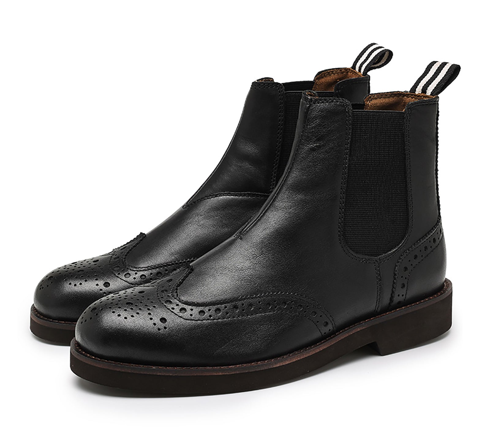 Botas Chelsea para hombre de piel con punta redonda 