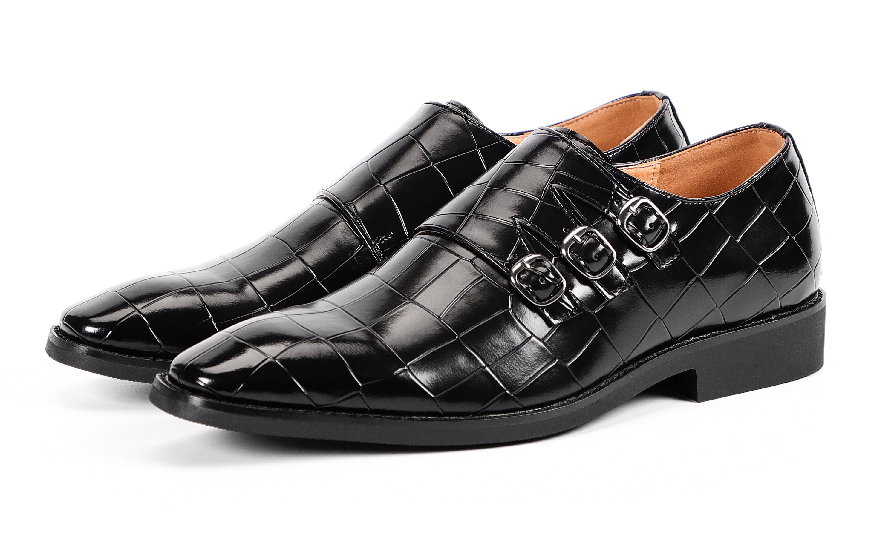 Men's Monk Strap Loafers Tripple Buckles