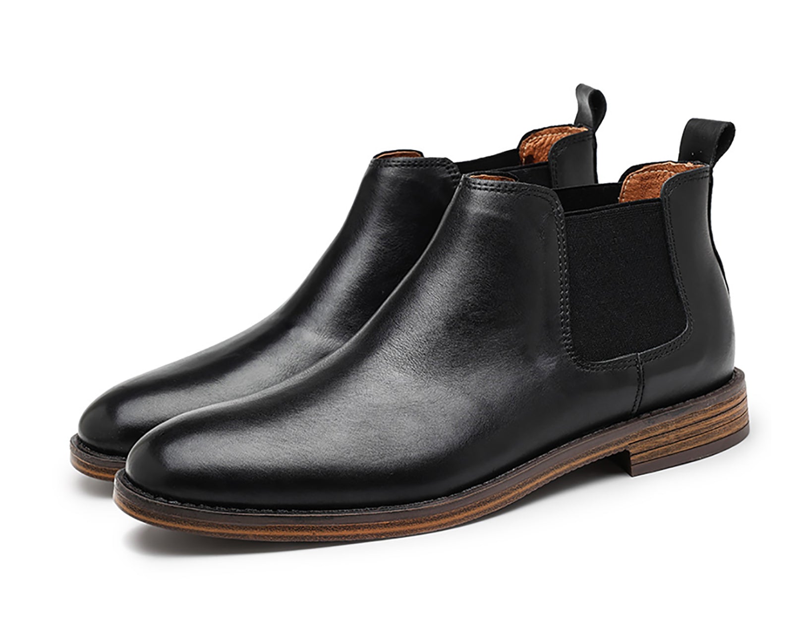 Botas Chelsea para hombre de piel con punta redonda 