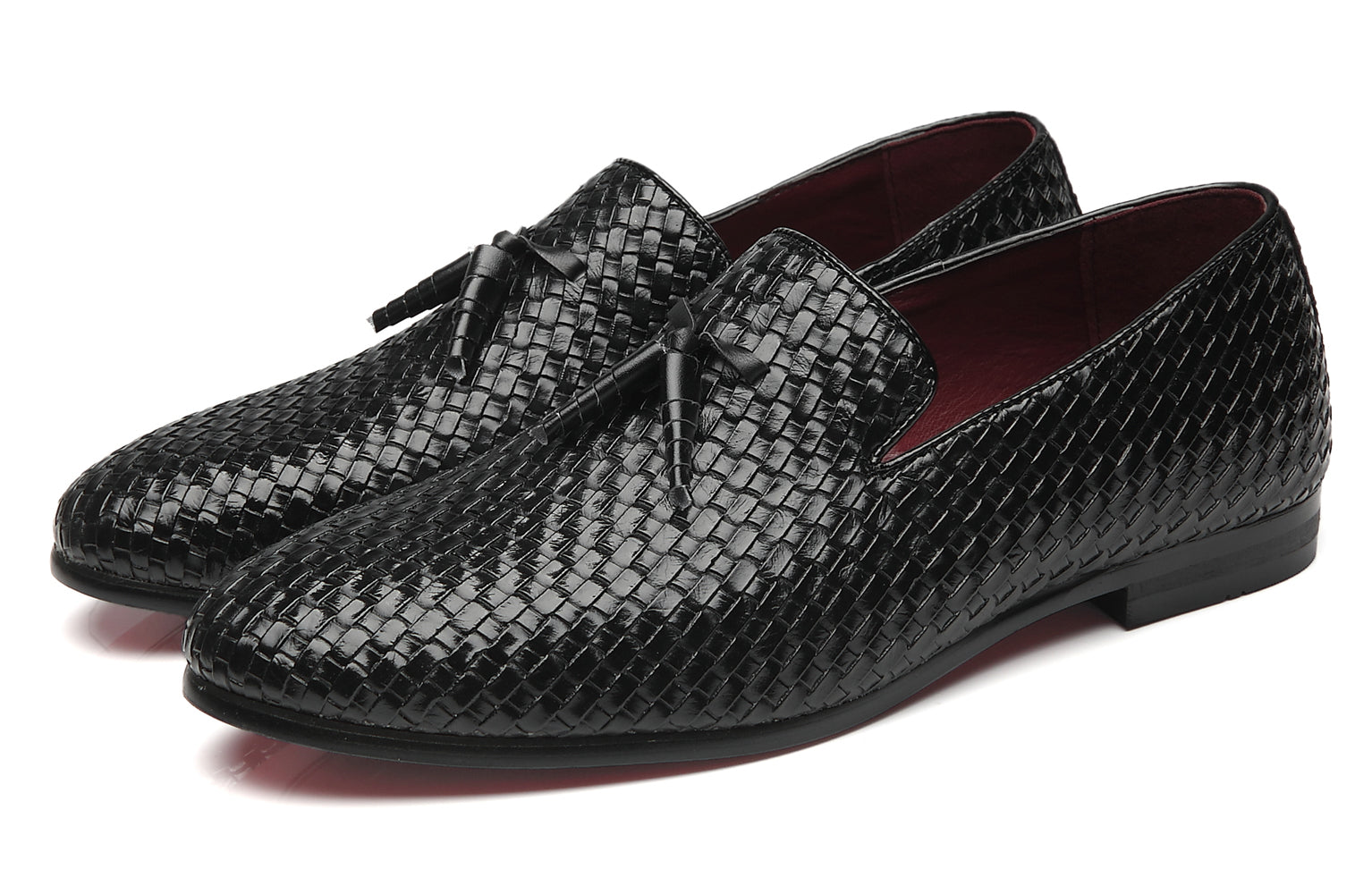 Men's Woven Tassel Loafers Black Blue Grey