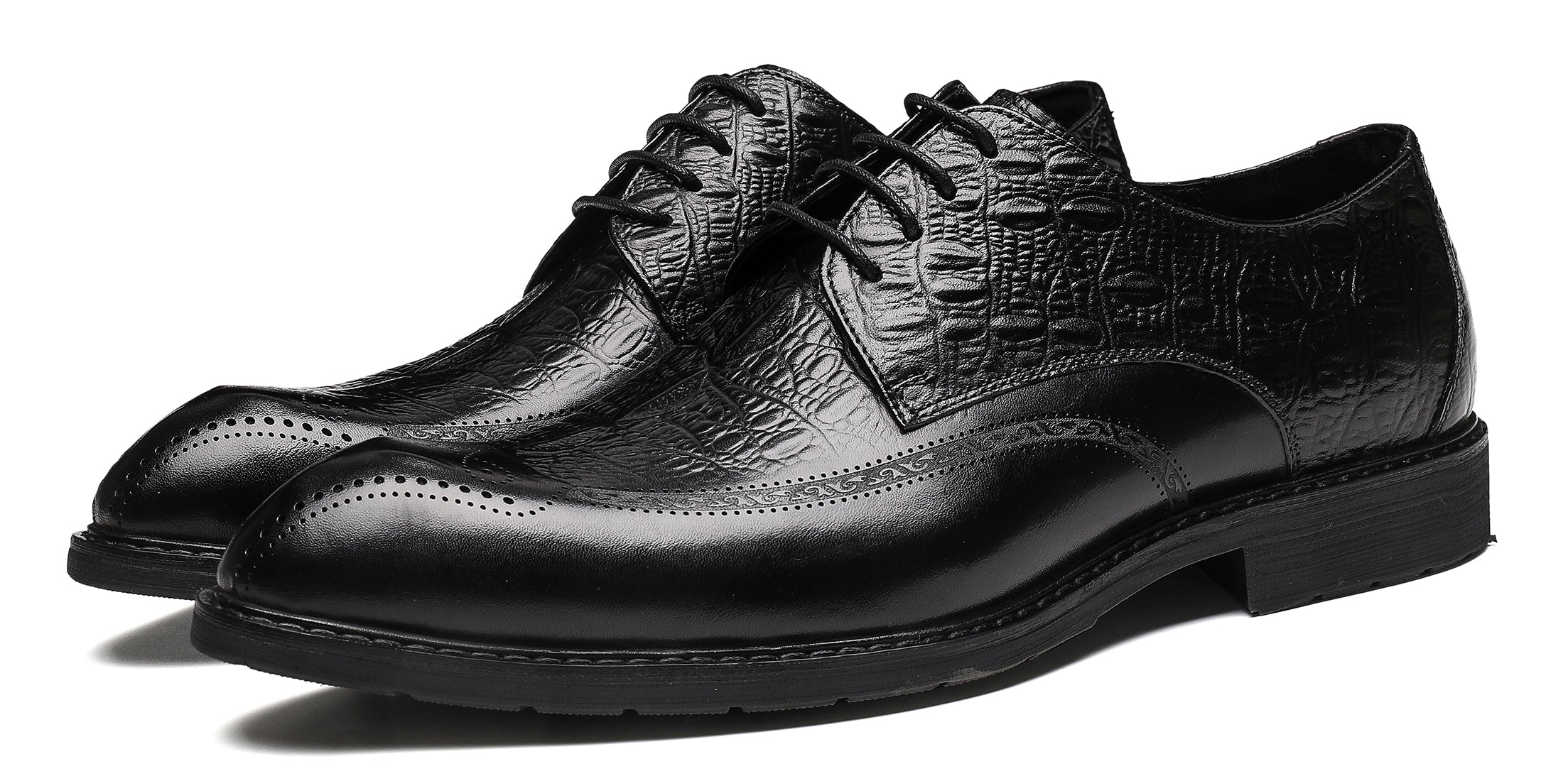 Derby Brogue de cuero genuino para hombre 