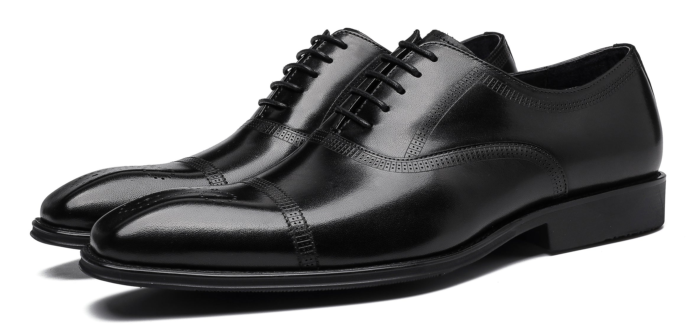 Zapatos Oxford formales de cuero con punta lisa para hombre 