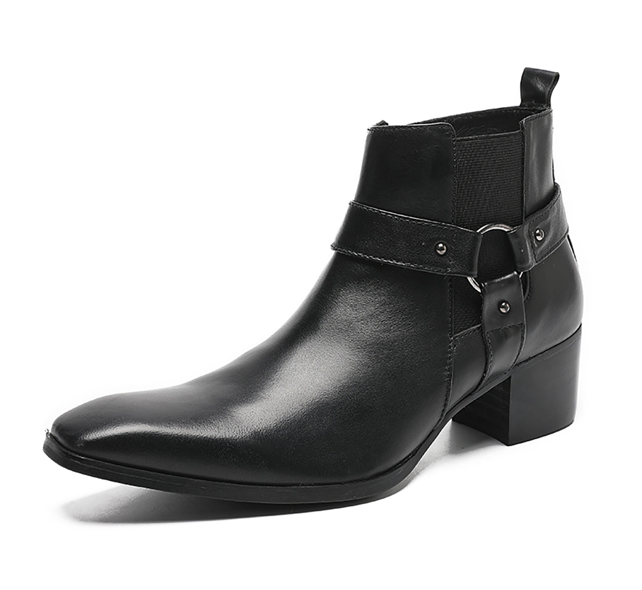 Men's Buckle Western Boots Plain Toe Zipper