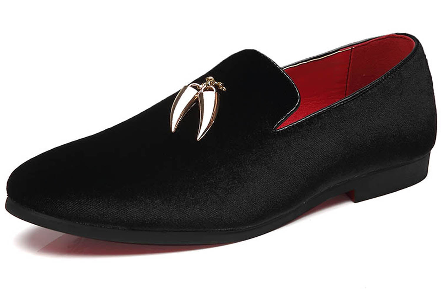 Men's Velvet Smoking Loafers Black Blue Red