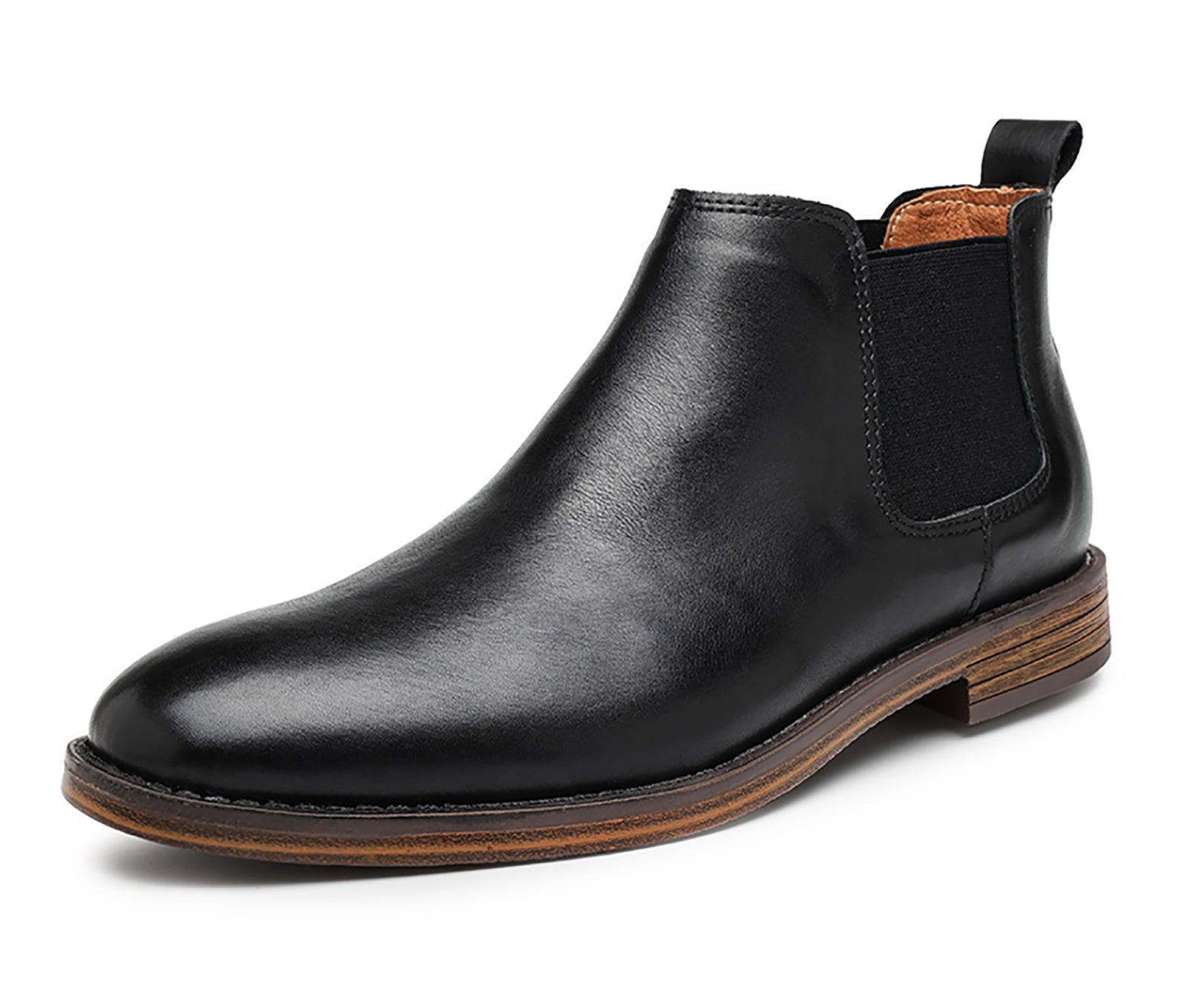 Botas Chelsea para hombre de piel con punta redonda 