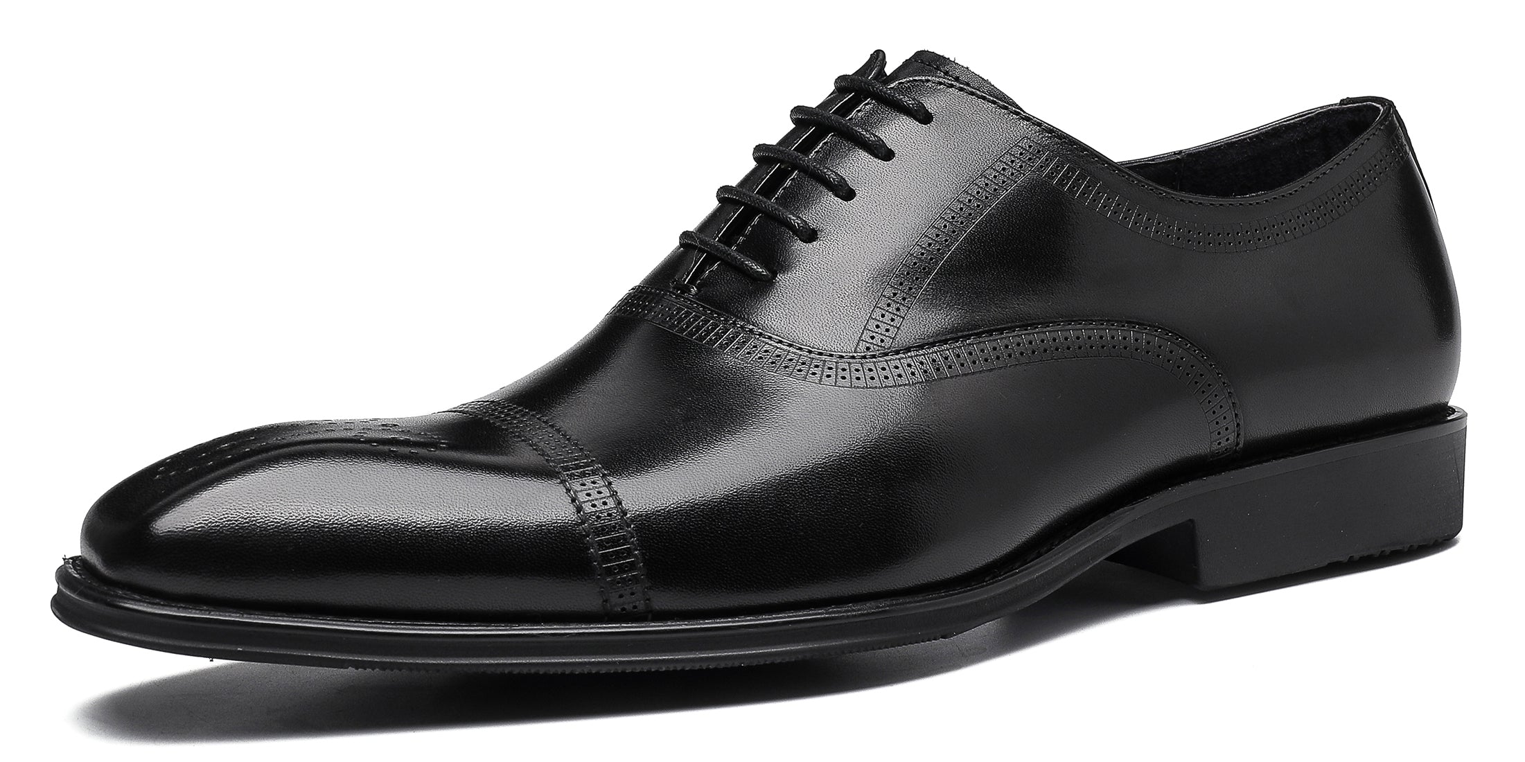 Zapatos Oxford formales de cuero con punta lisa para hombre 