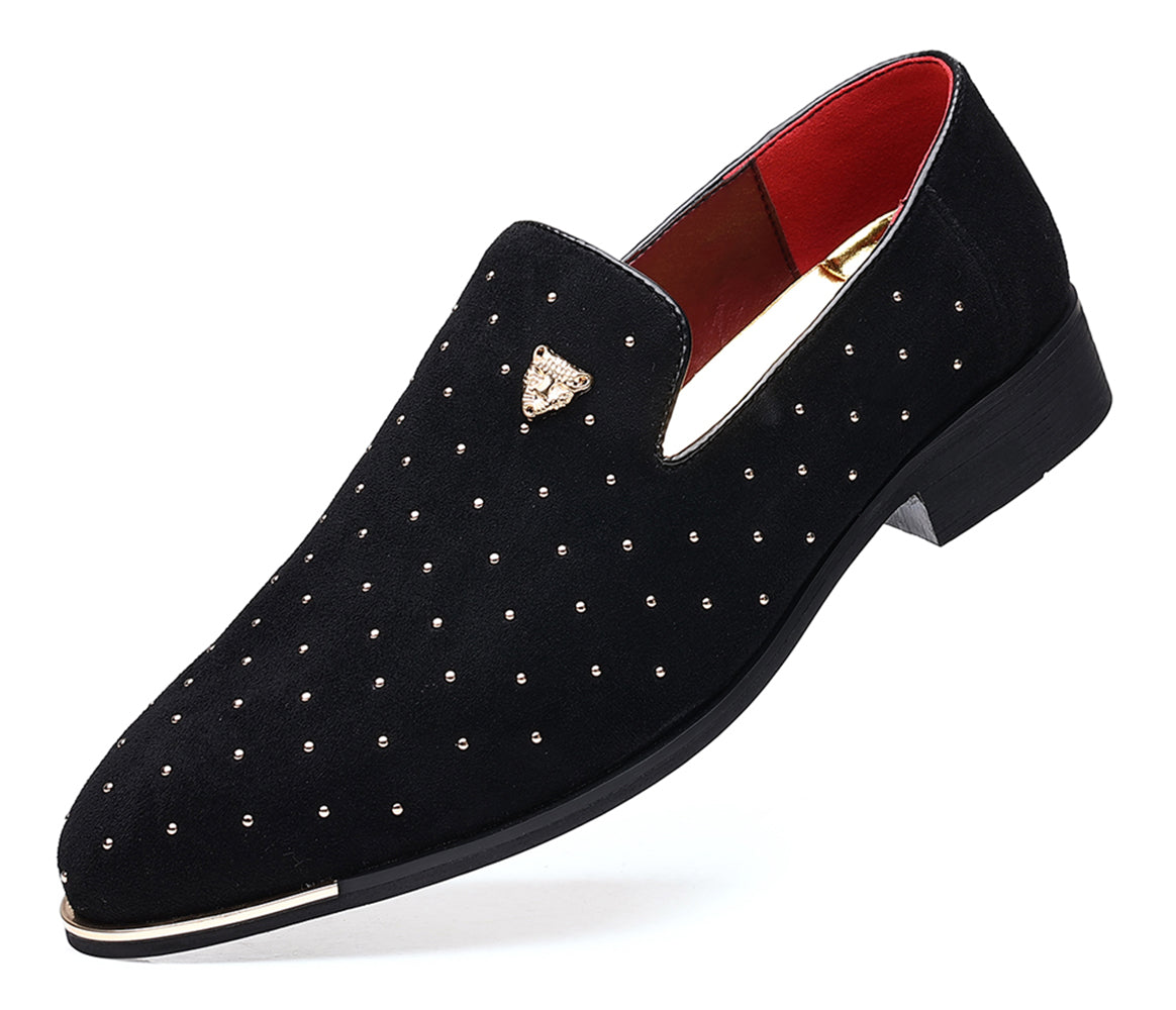 Men's Suede Beaded Tiger Smoking Loafers