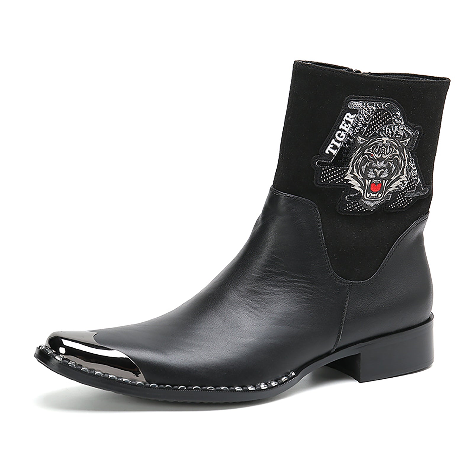 Men's High-Top Western Boots Metal Tip