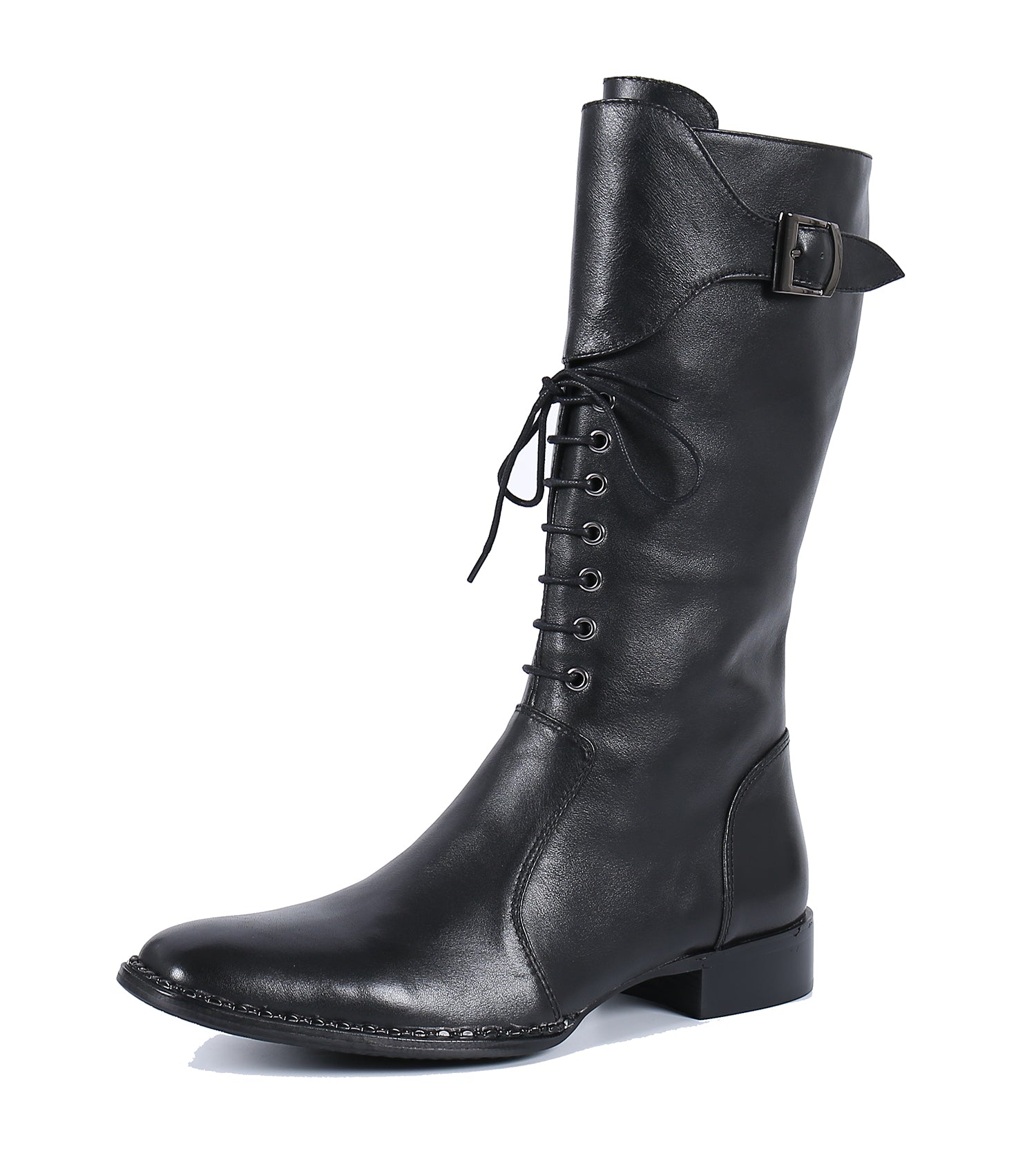 Men's Lace-Up High Top Knee High Leather Western Boots