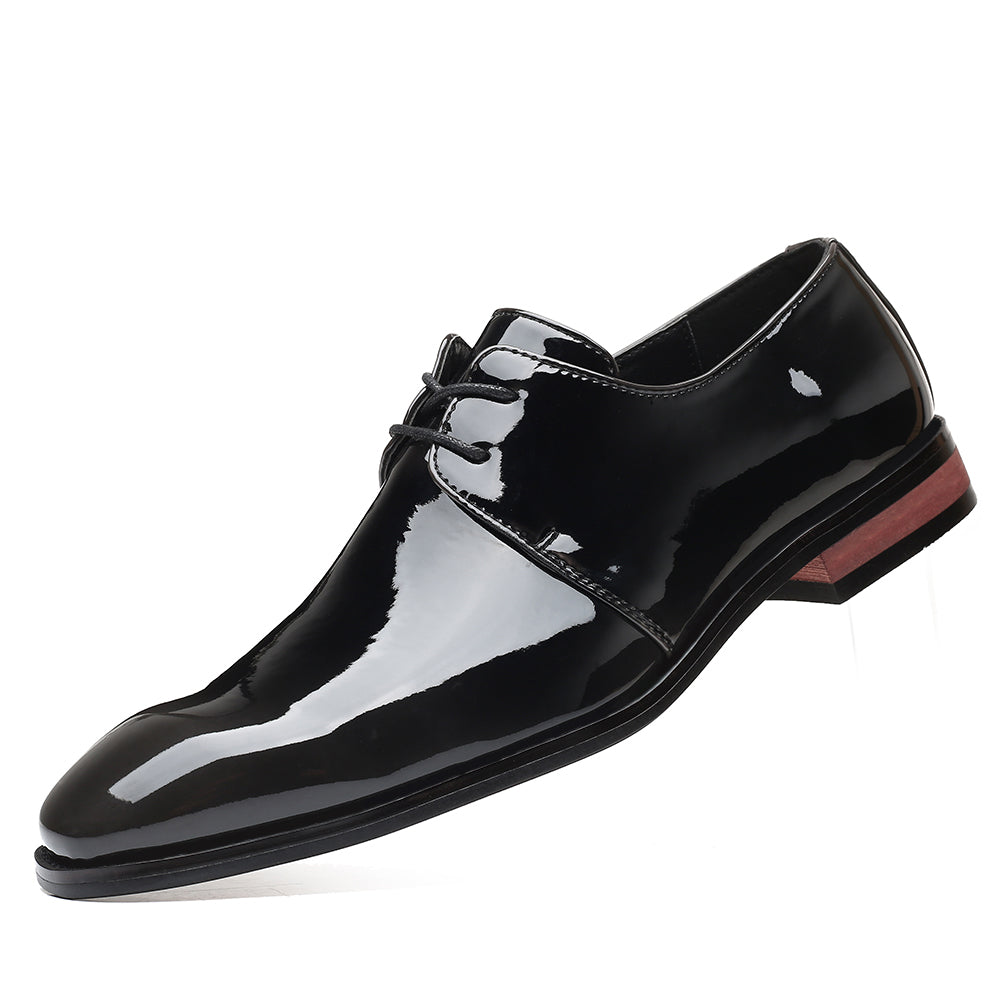 Zapatos Derby brillantes de cuero estampado para hombre