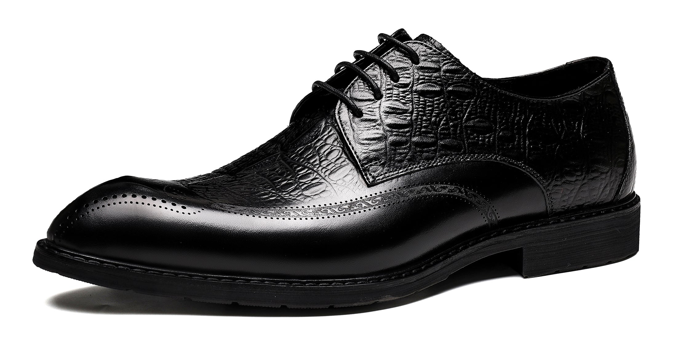 Derby Brogue de cuero genuino para hombre 